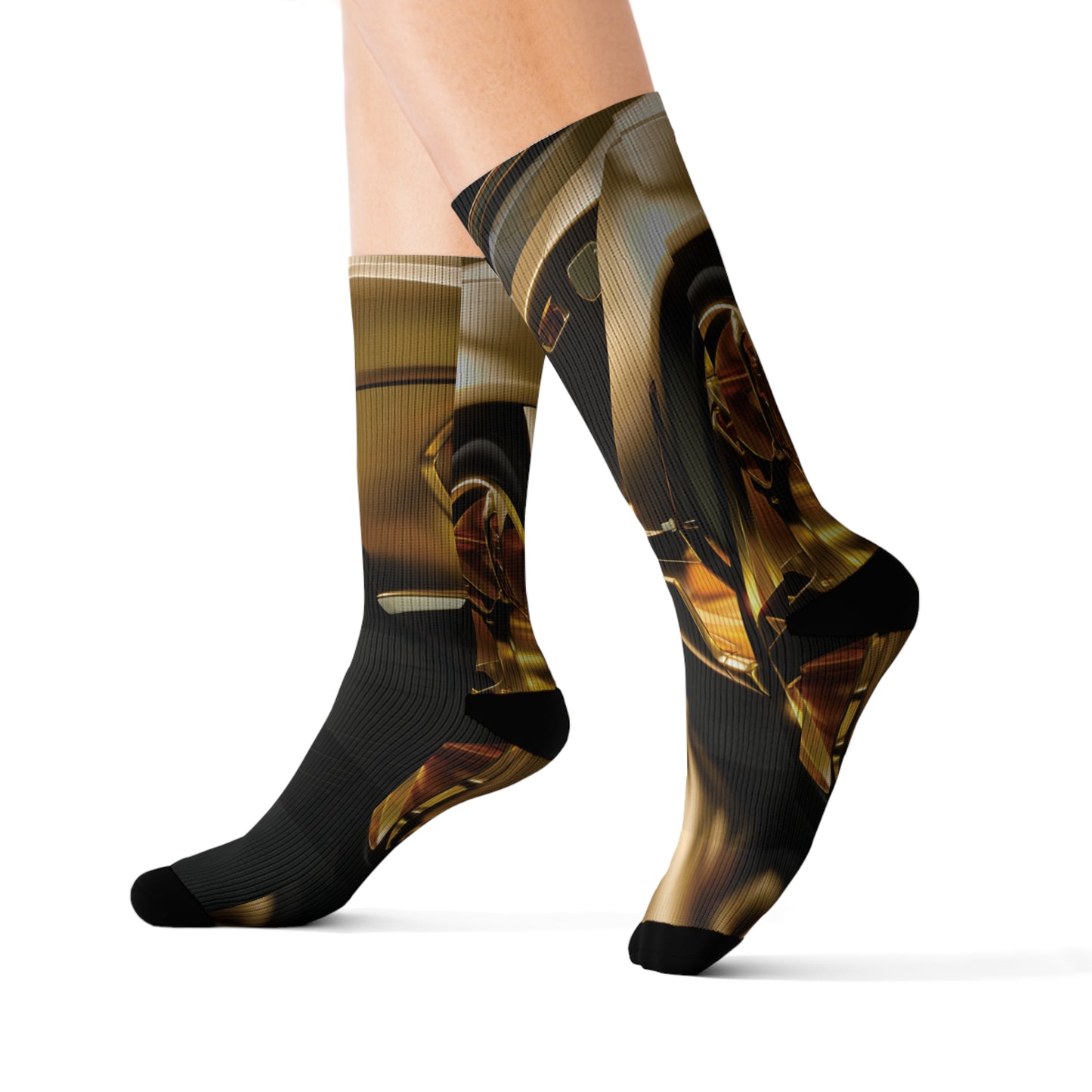 Gold Car Sublimation Socks