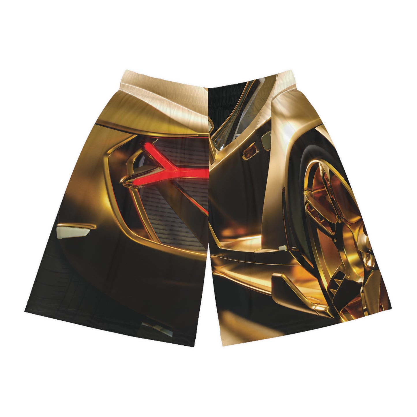 Gold Car Basketball Shorts All Over Print