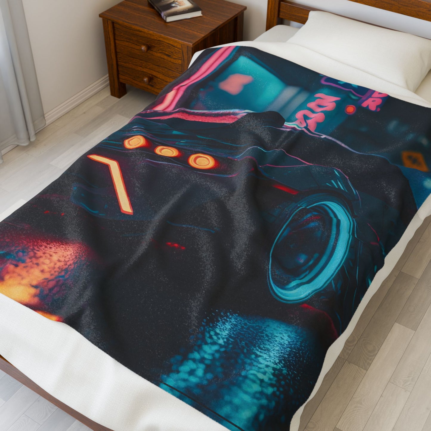 Neon Car Velveteen Plush Blanket