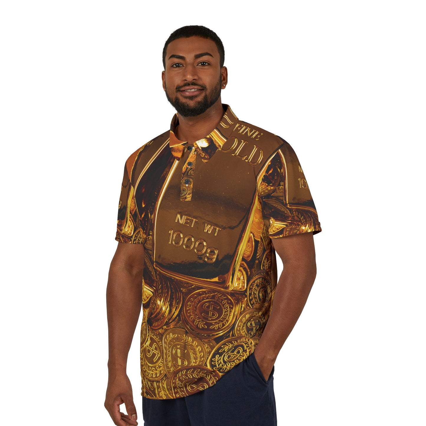 Gold Bar Unisex Polo Shirt (AOP)