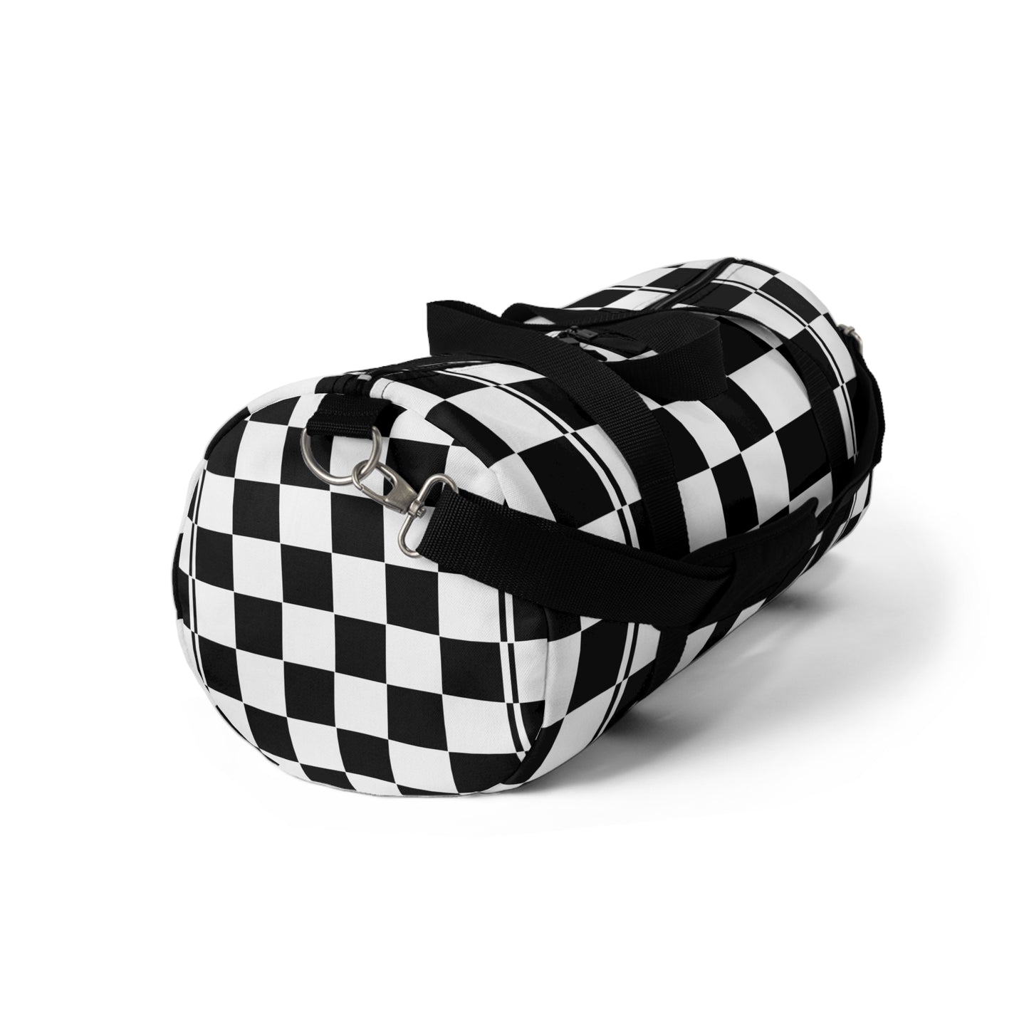 Checkered Duffel Bag | Travel, Gym, Weekend Getaway, Stylish Storage, Black and White Bag