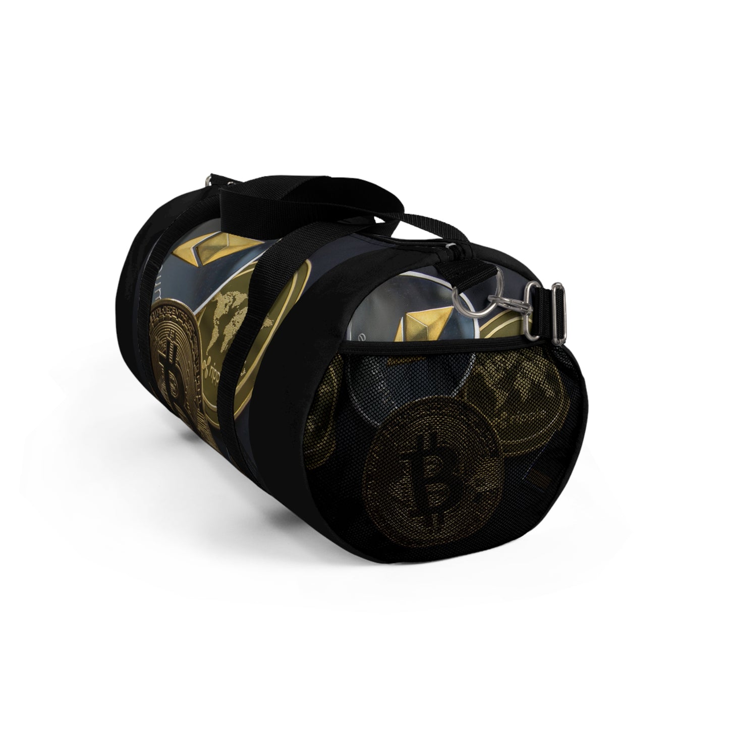 Cryptocurrency Duffel Bag with Bitcoin Design