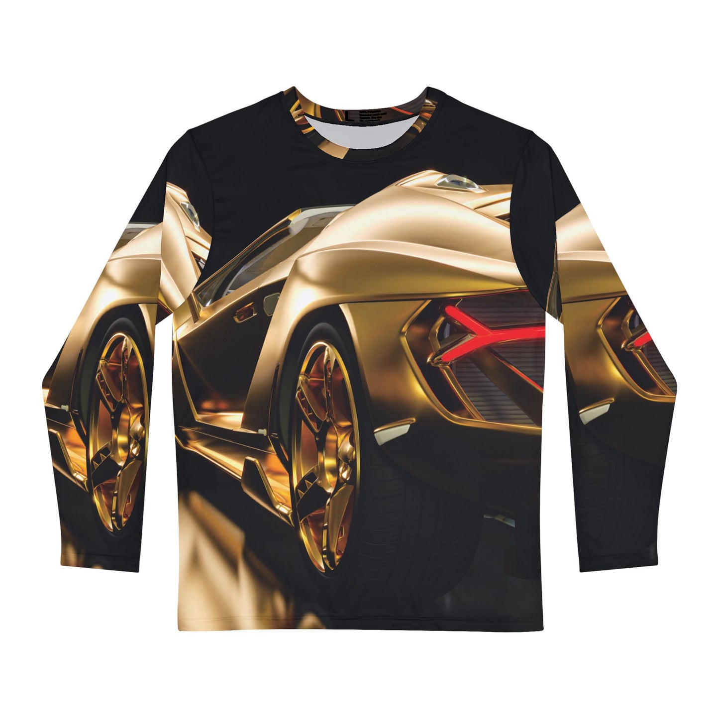Gold Sports Car Men's Long Sleeve Shirt, All Over Print