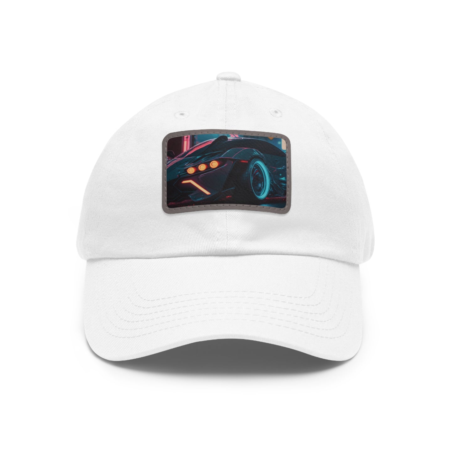 Neon Car Dad Hat with Leather Patch (Rectangle)