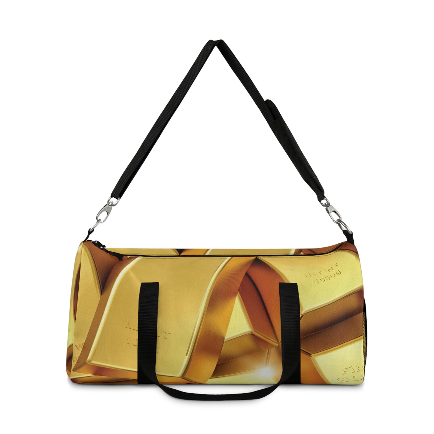 Gold Bars Print Duffel Bag With Strap