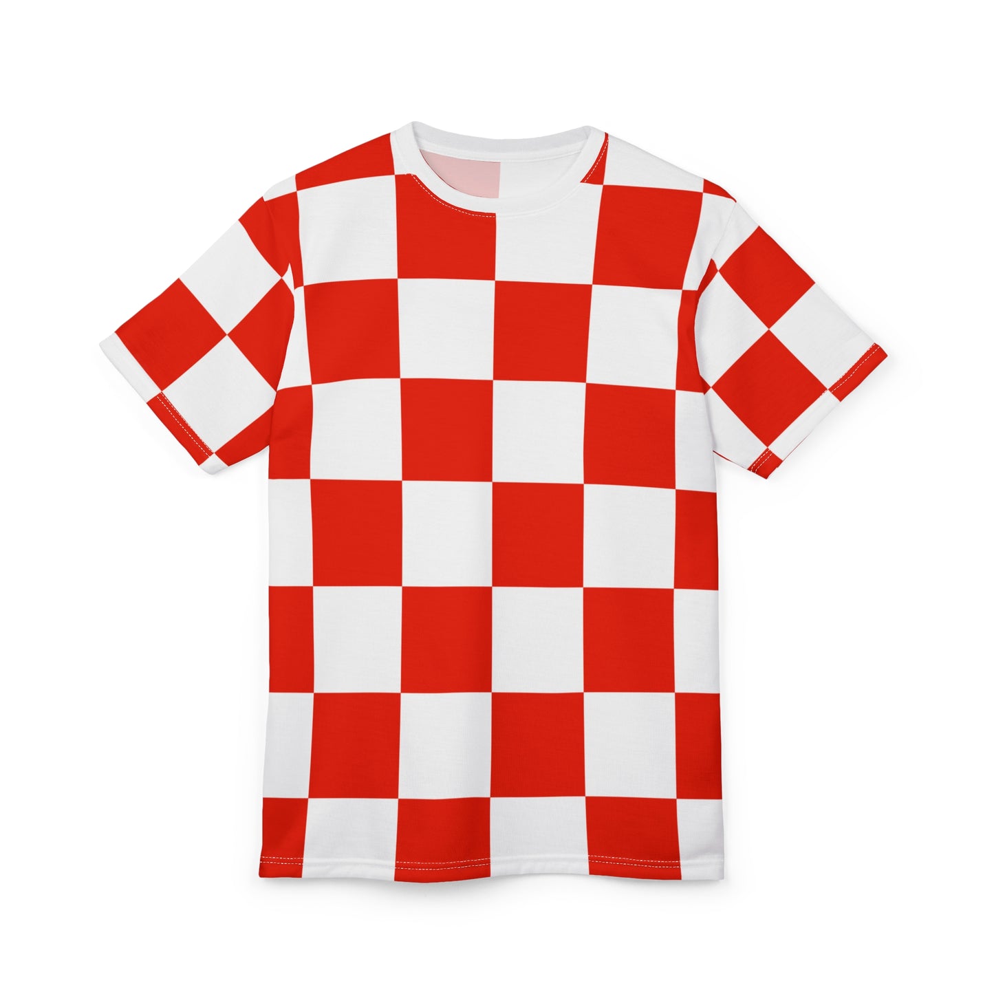 Vibrant Red Checkerboard Unisex Tee