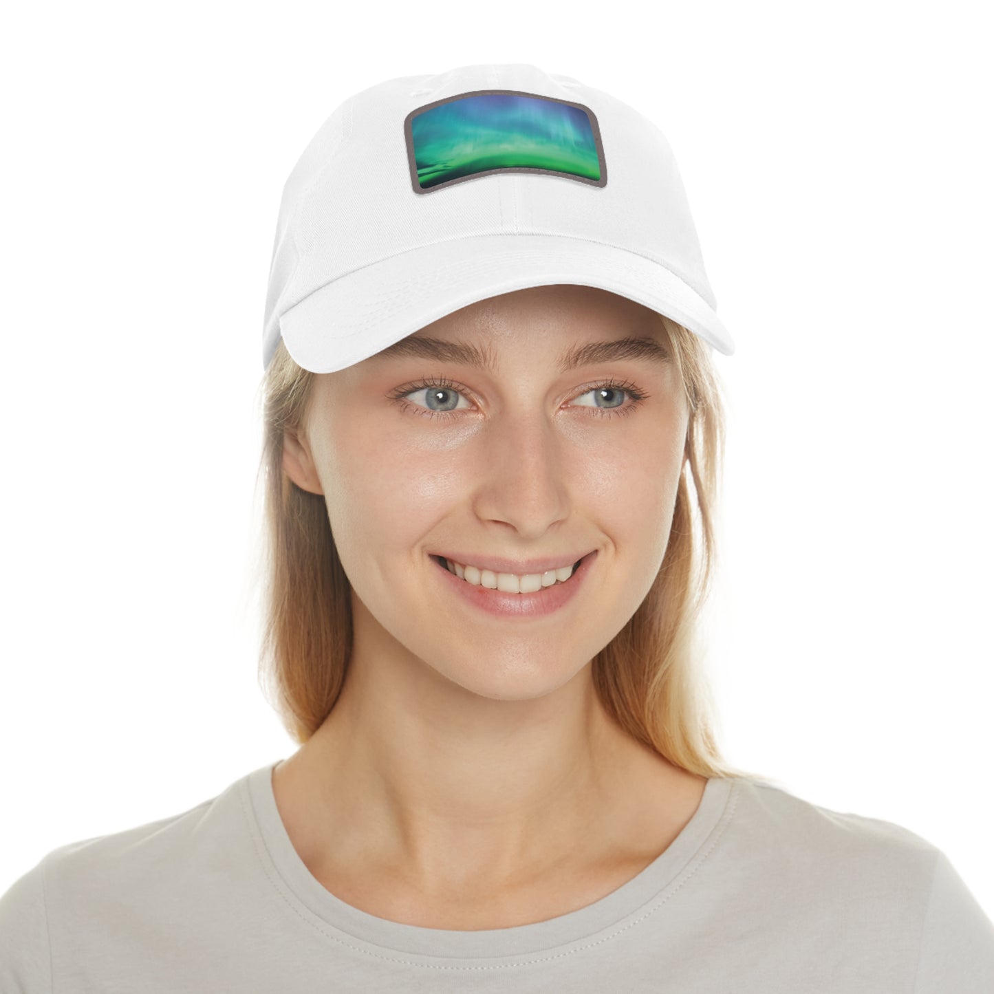 The Northern Lights Dad Hat with Leather Patch (Rectangle)