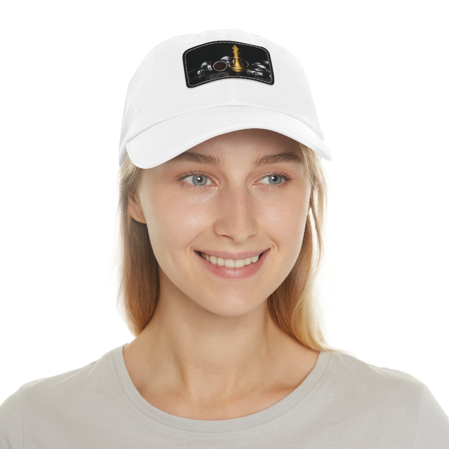 Chess Dad Hat with Leather Patch - Stylish Cap for Game Lovers