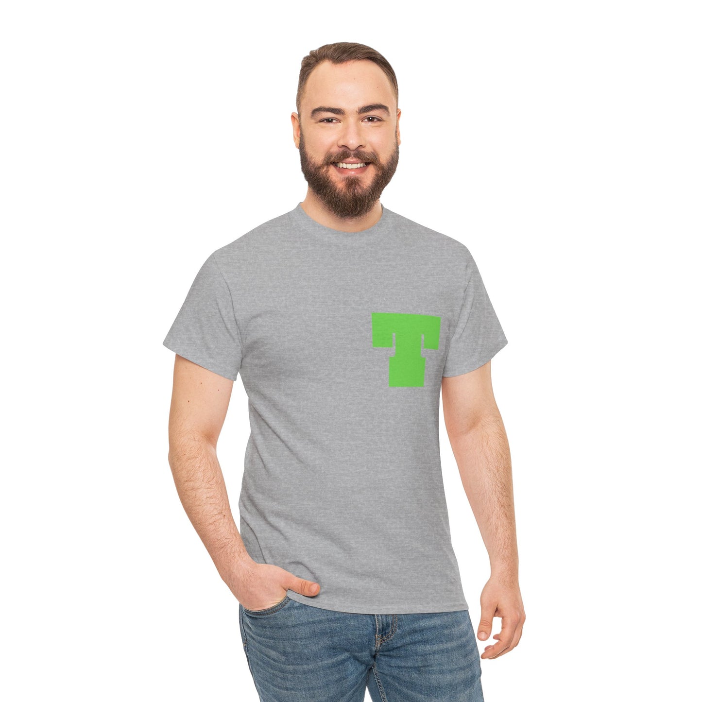 Unisex Heavy Cotton Tee with Bold Letter T | Casual Streetwear, Gift for Him/Her, Everyday Style, Birthday Apparel, Comfortable Tee