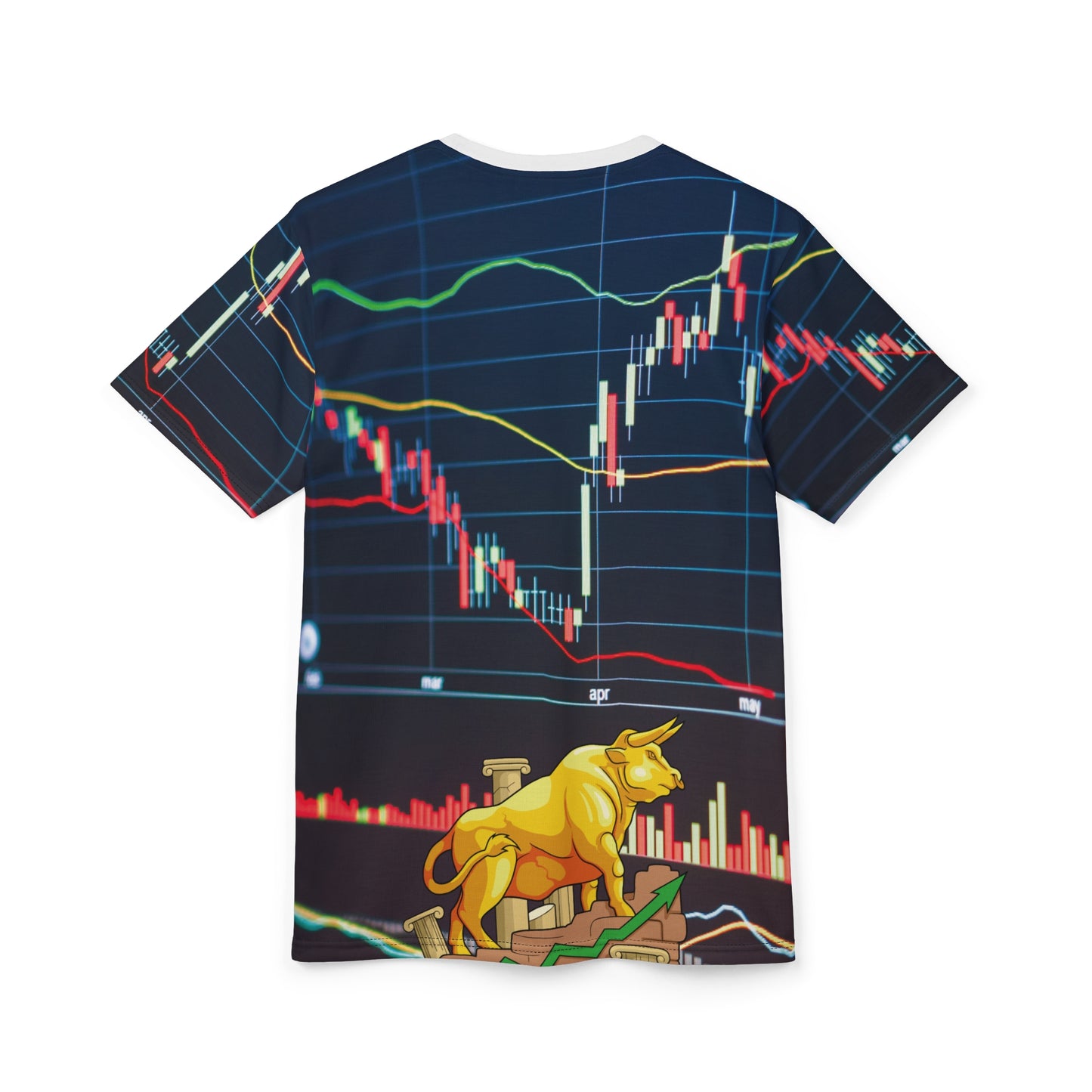 Stock Market Unisex Tee, Bull Stock Market Chart T-Shirt, All Over Print, Polyester, Investor Gift