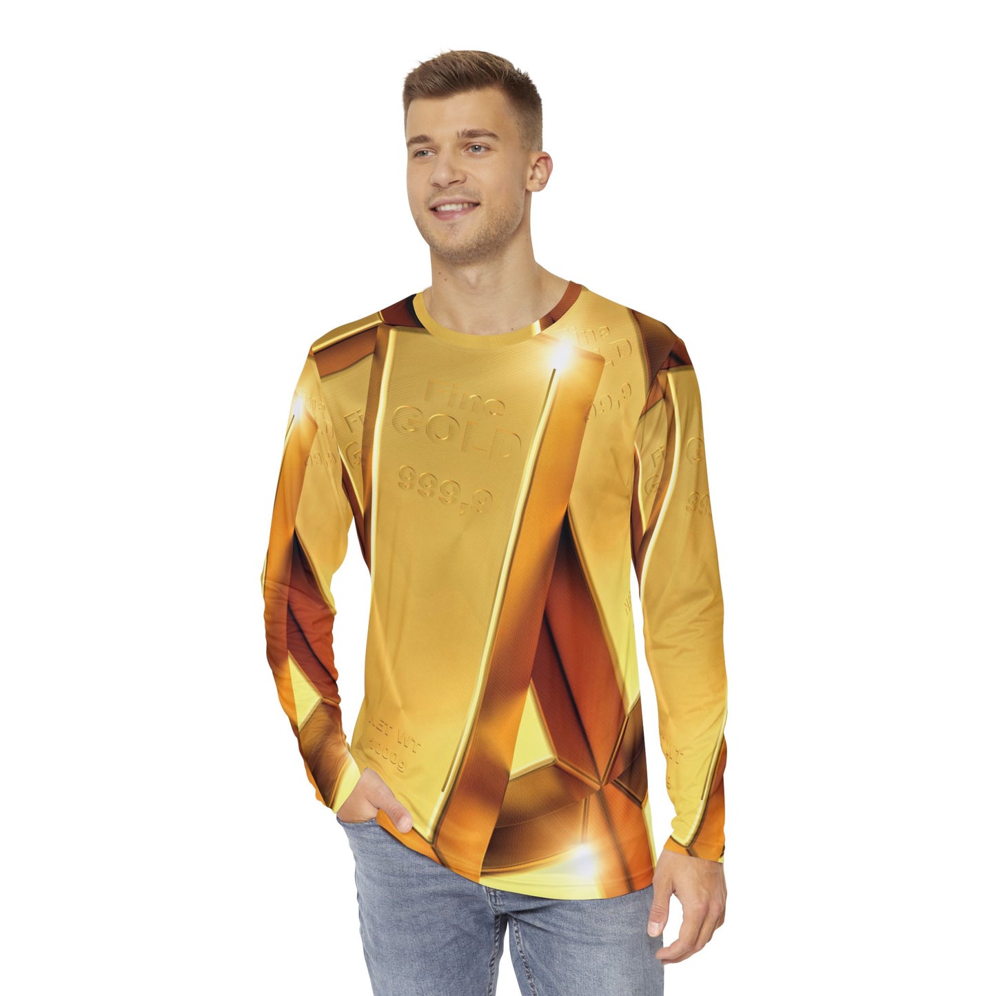 Fine Gold Men's Long Sleeve Shirt (AOP)