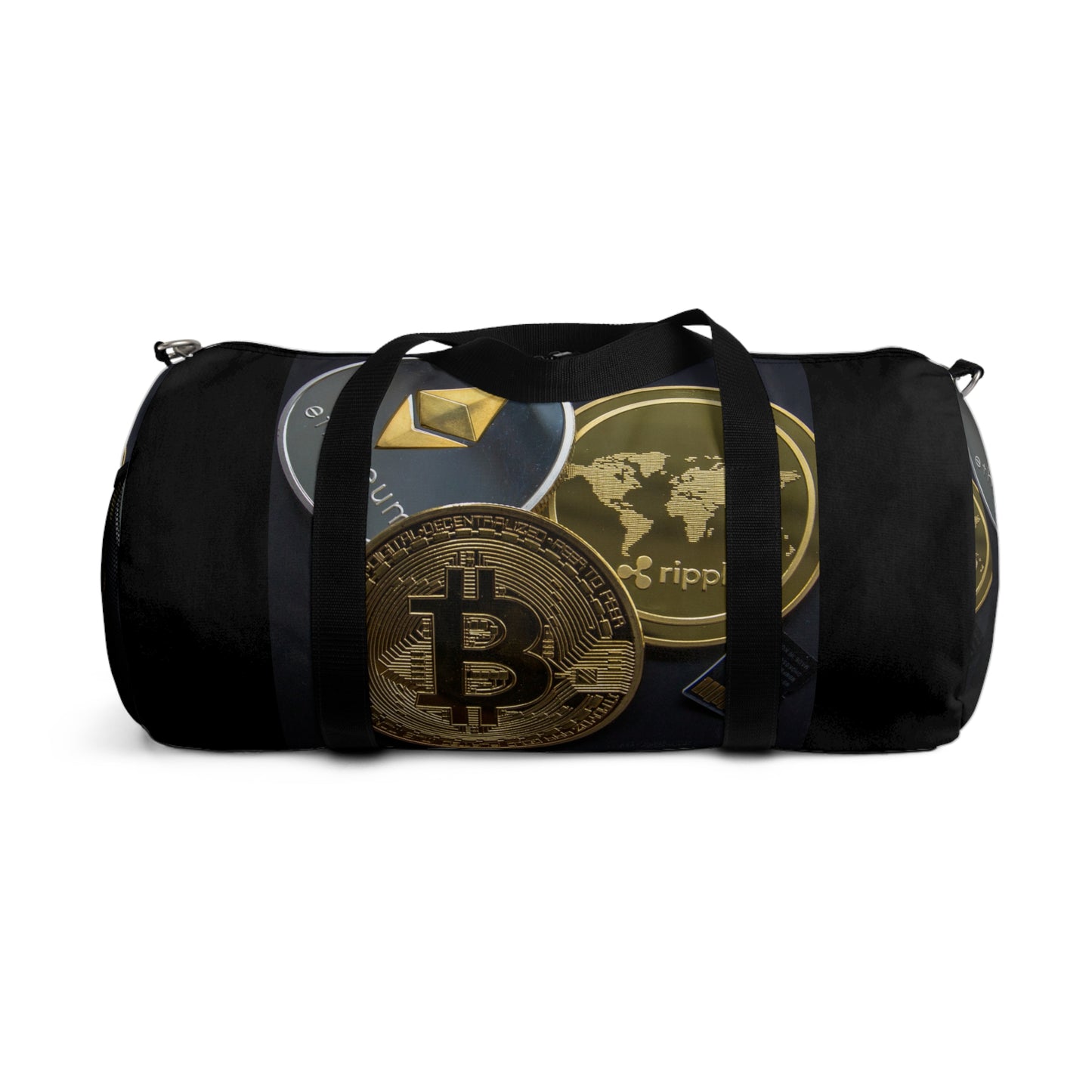 Cryptocurrency Duffel Bag with Bitcoin Design