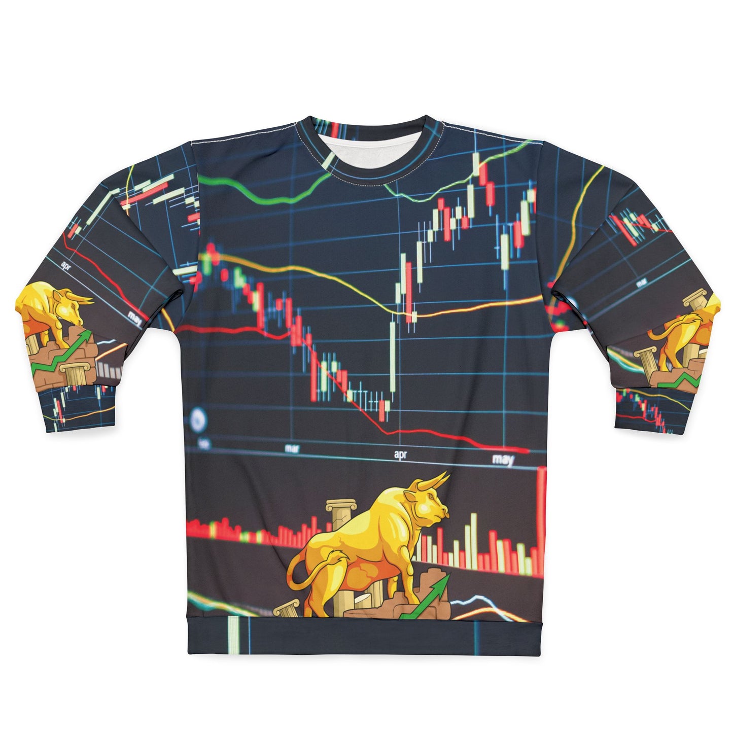 Bull Stock Market Chart All Over Print Sweatshirt