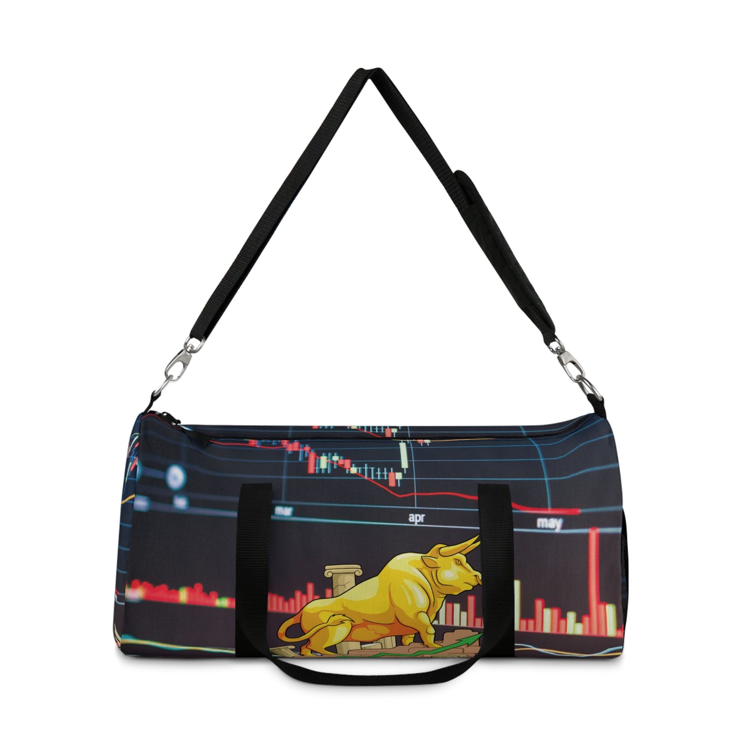 Stock Chart Duffel Bag, Golden Bull Print