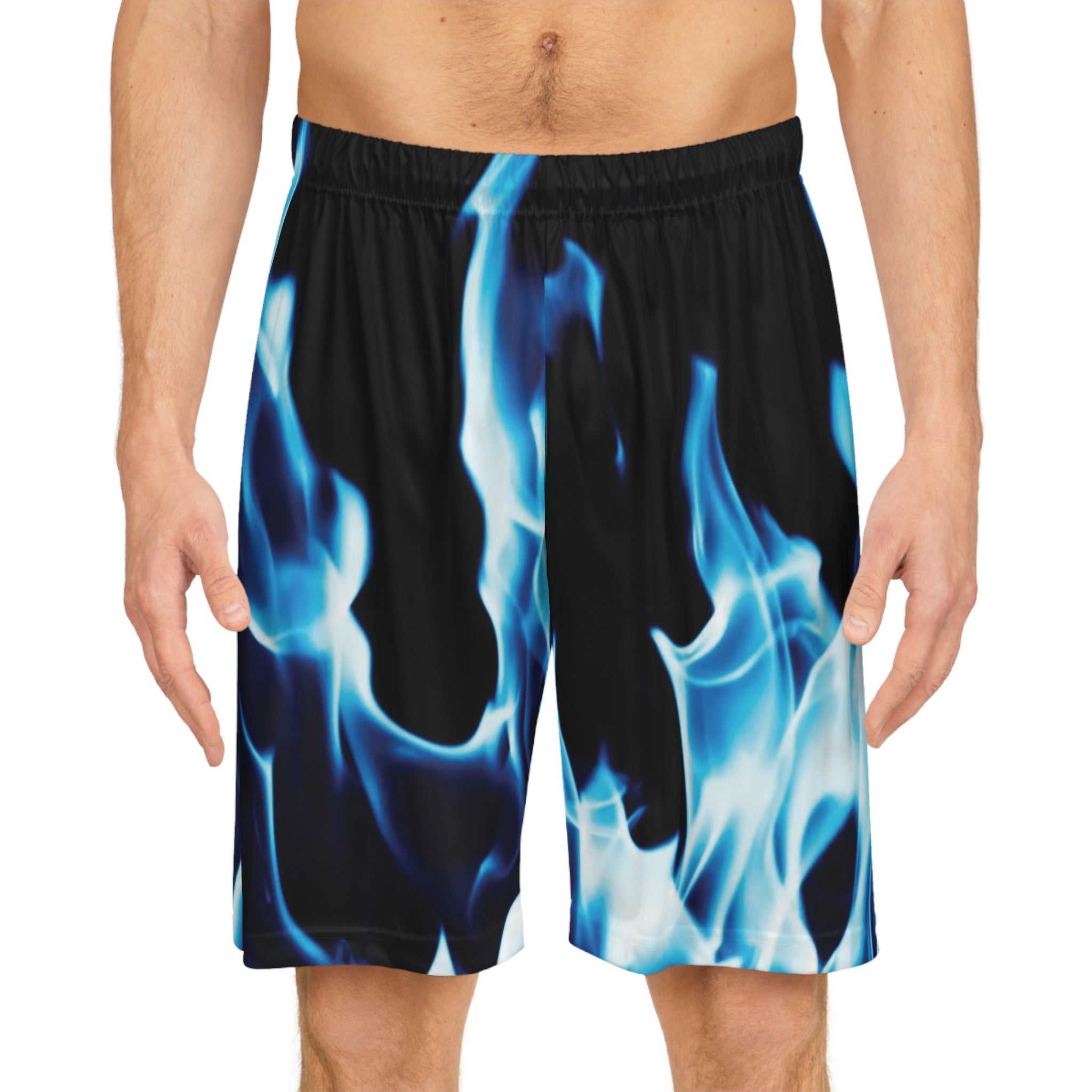 Blue Flames Graphic Basketball Shorts