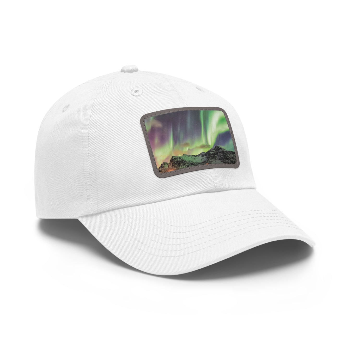 Northern Lights Dad Hat with Leather Patch (Rectangle)
