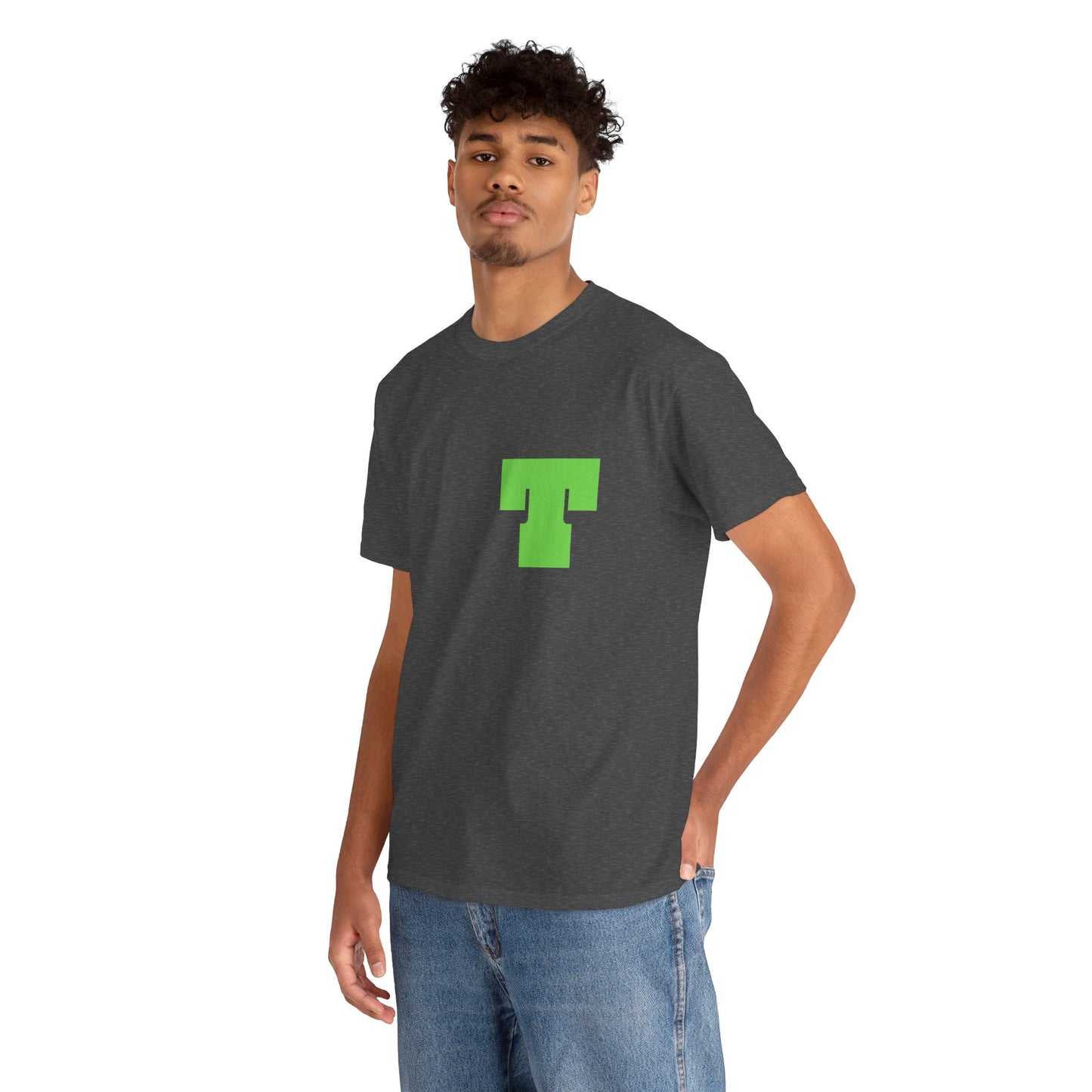 Unisex Heavy Cotton Tee with Bold Letter T | Casual Streetwear, Gift for Him/Her, Everyday Style, Birthday Apparel, Comfortable Tee
