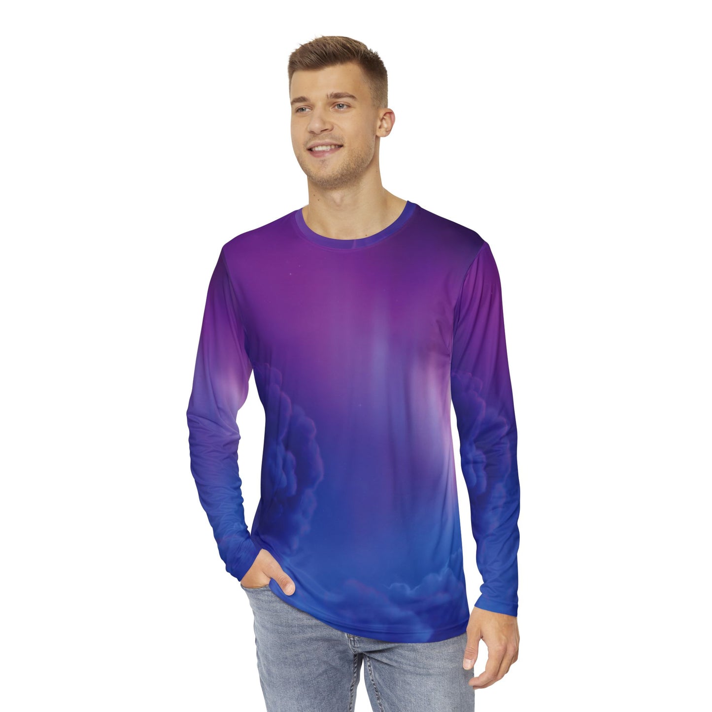 Clouds Sky Men's Long Sleeve Shirt, All Over Print