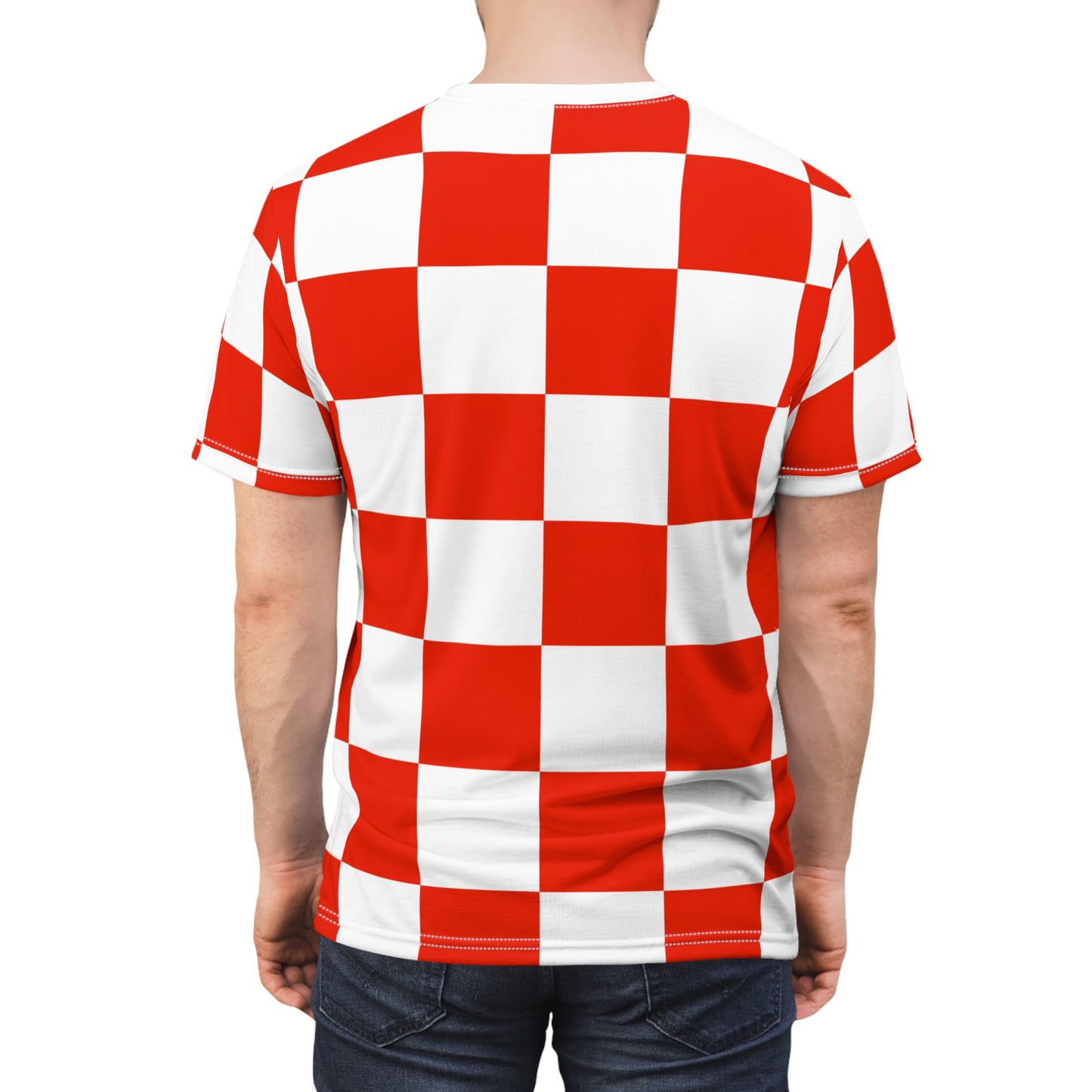 Vibrant Red Checkerboard Unisex Tee