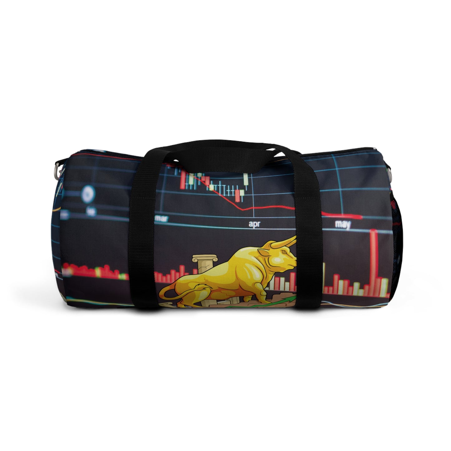 Stock Chart Duffel Bag, Golden Bull Print