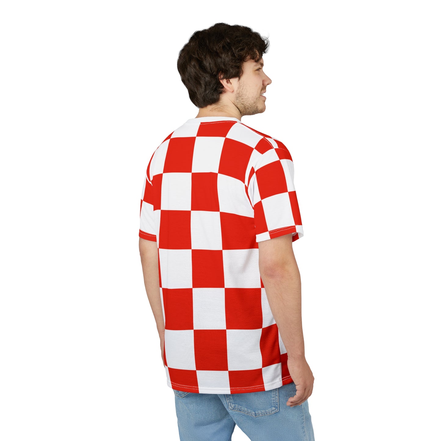 Vibrant Red Checkerboard Unisex Tee