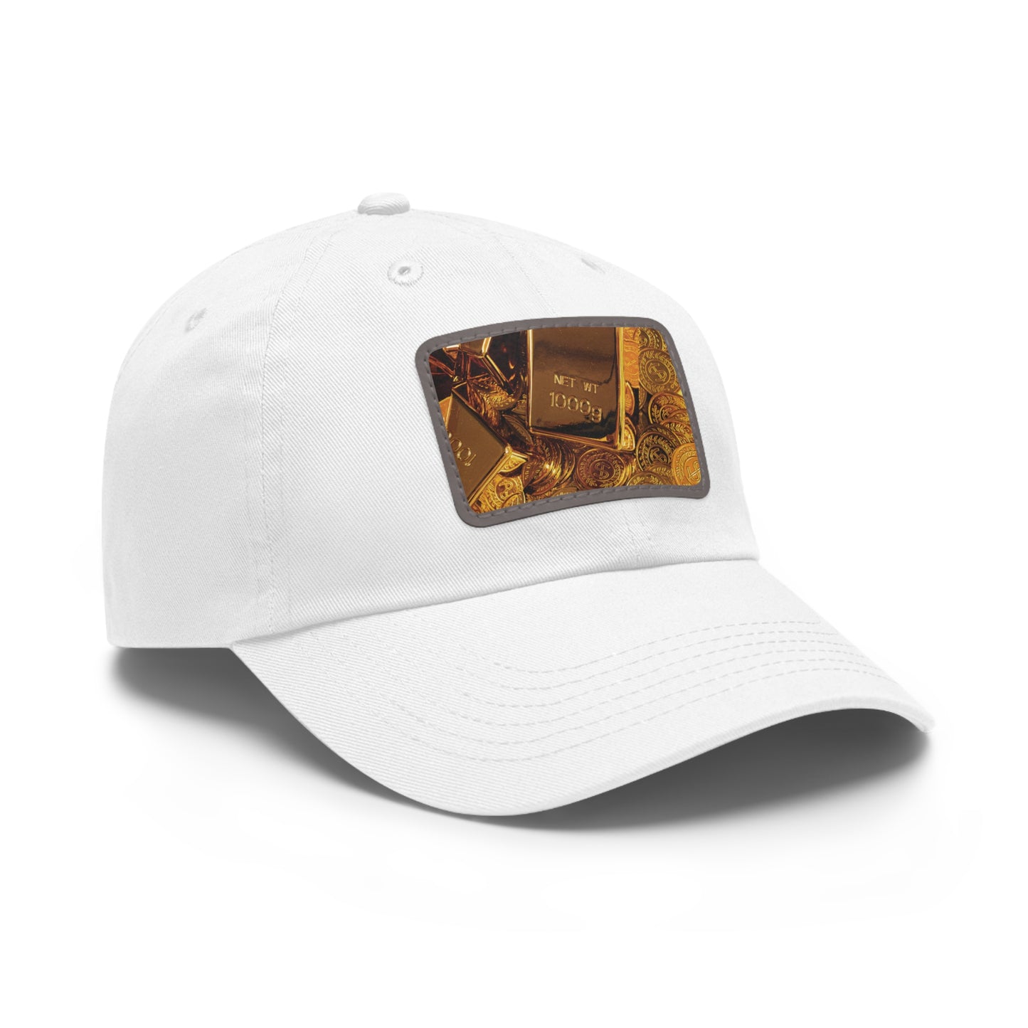 Gold Bar Dad Hat with Leather Patch (Rectangle)