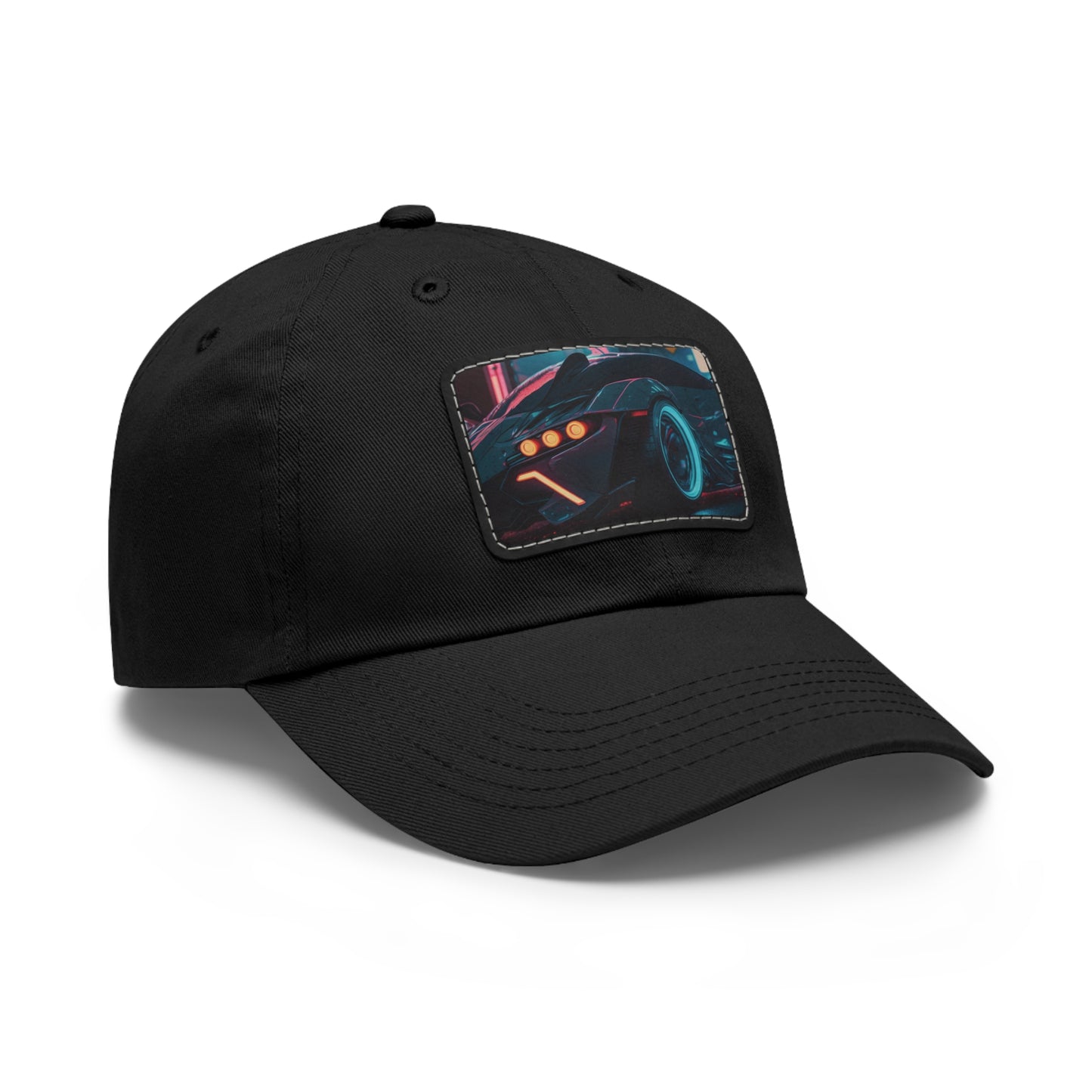Neon Car Dad Hat with Leather Patch (Rectangle)