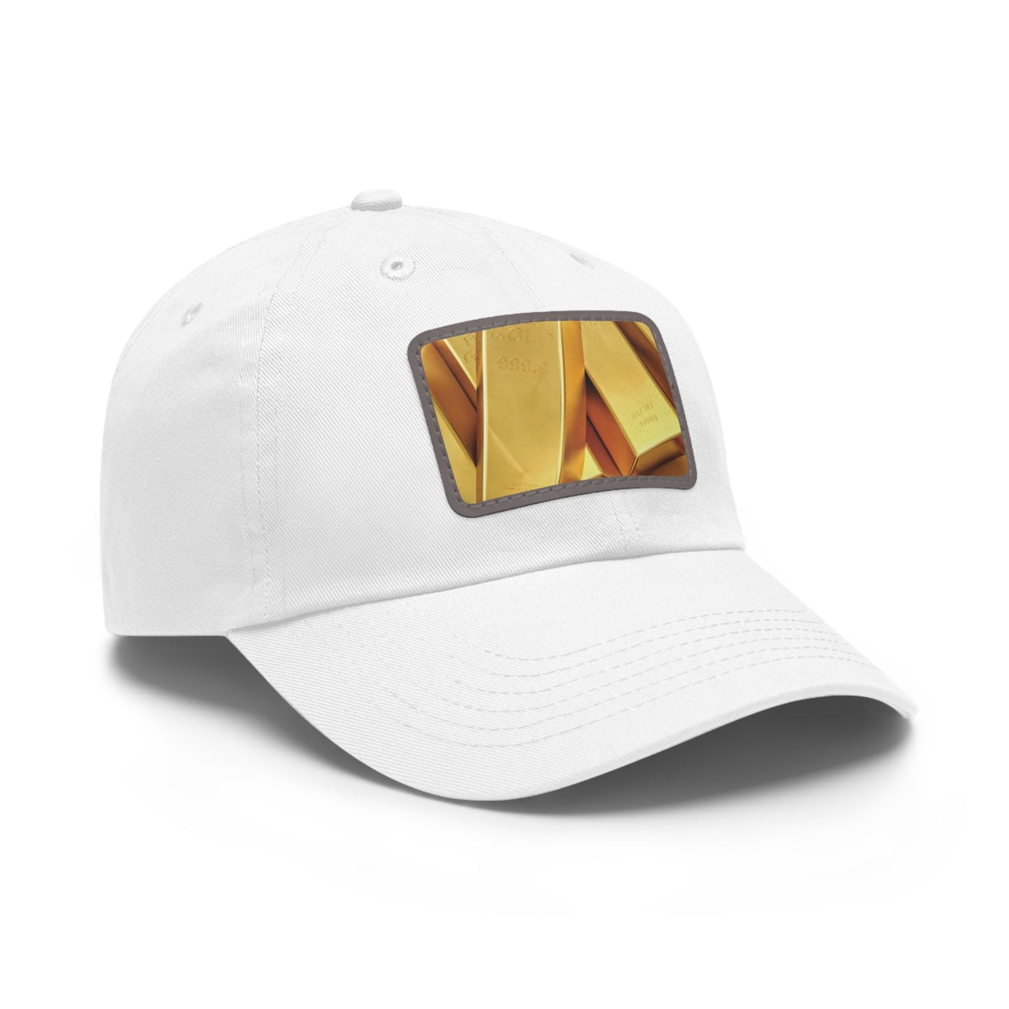 Fine Gold Dad Hat with Leather Patch (Rectangle)