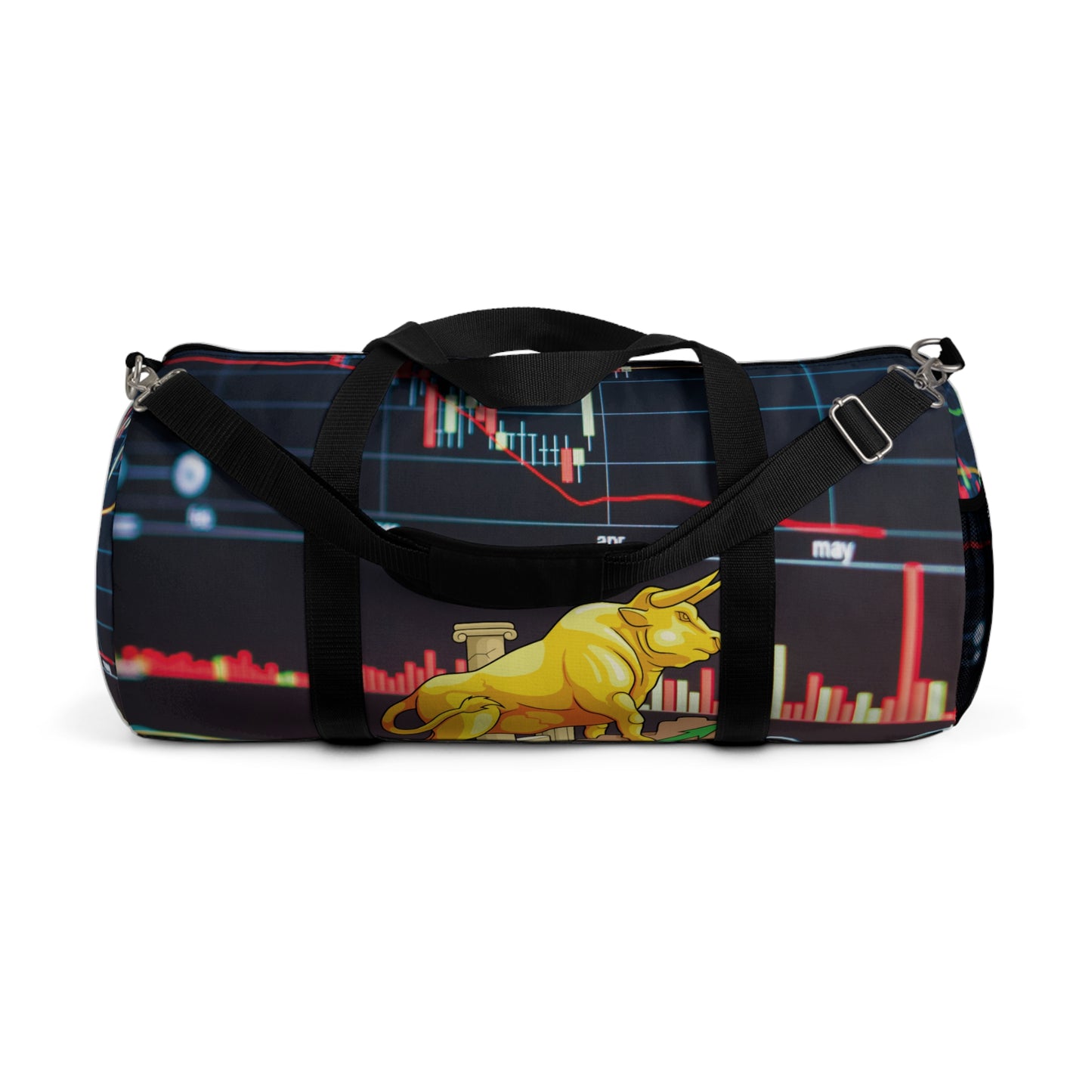 Stock Chart Duffel Bag, Golden Bull Print