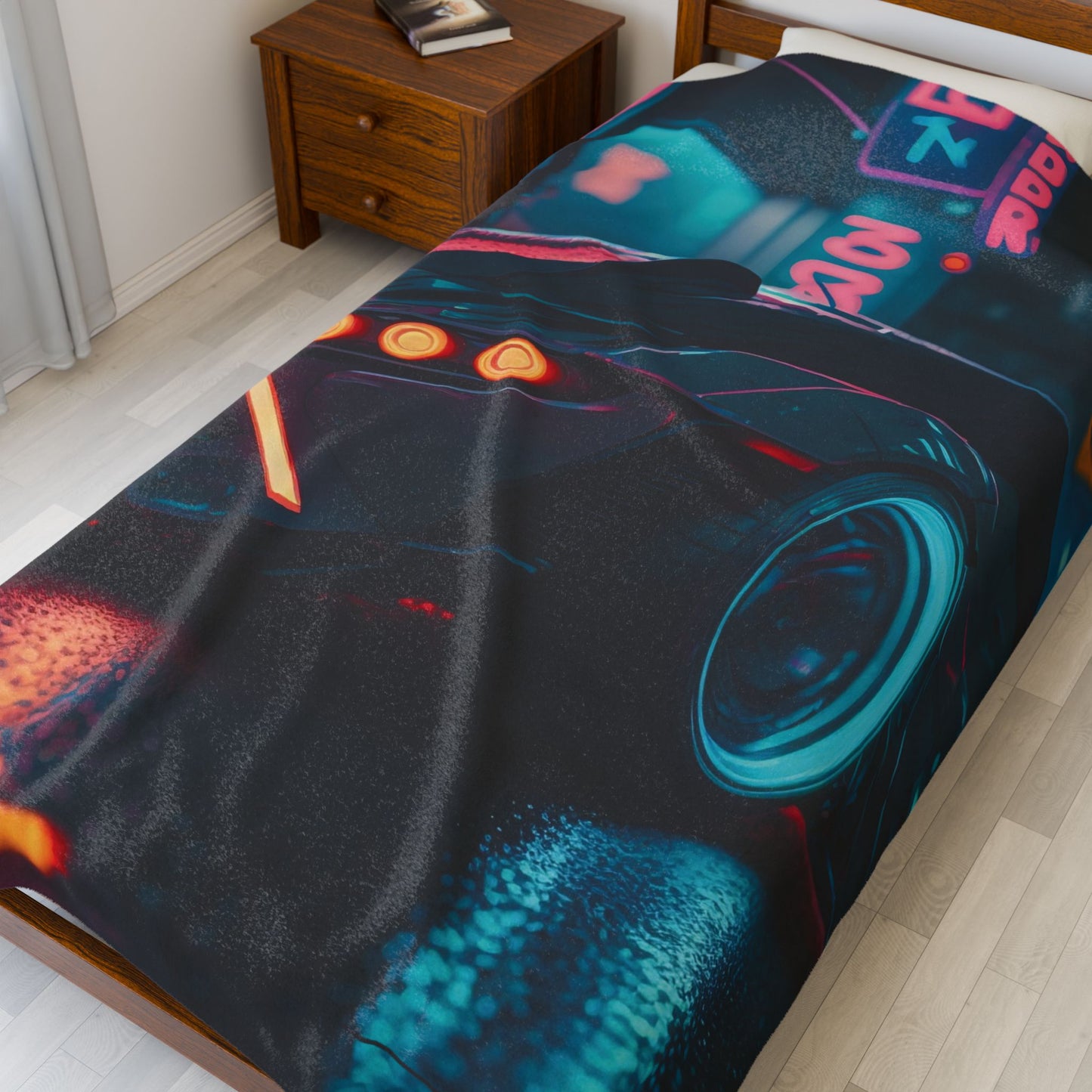 Neon Car Velveteen Plush Blanket