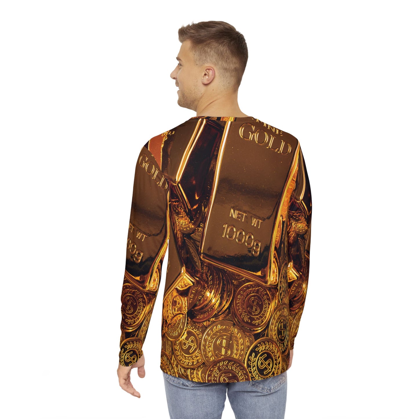 Gold Men's Long Sleeve Shirt (AOP)