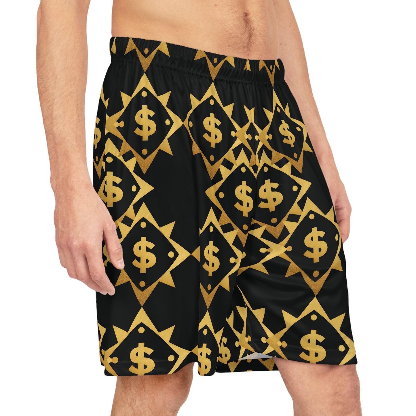 Gold $ Basketball Shorts (AOP)