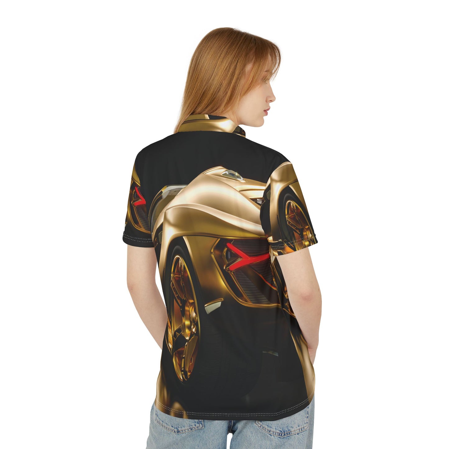 Gold Car Unisex Polo Shirt (AOP)