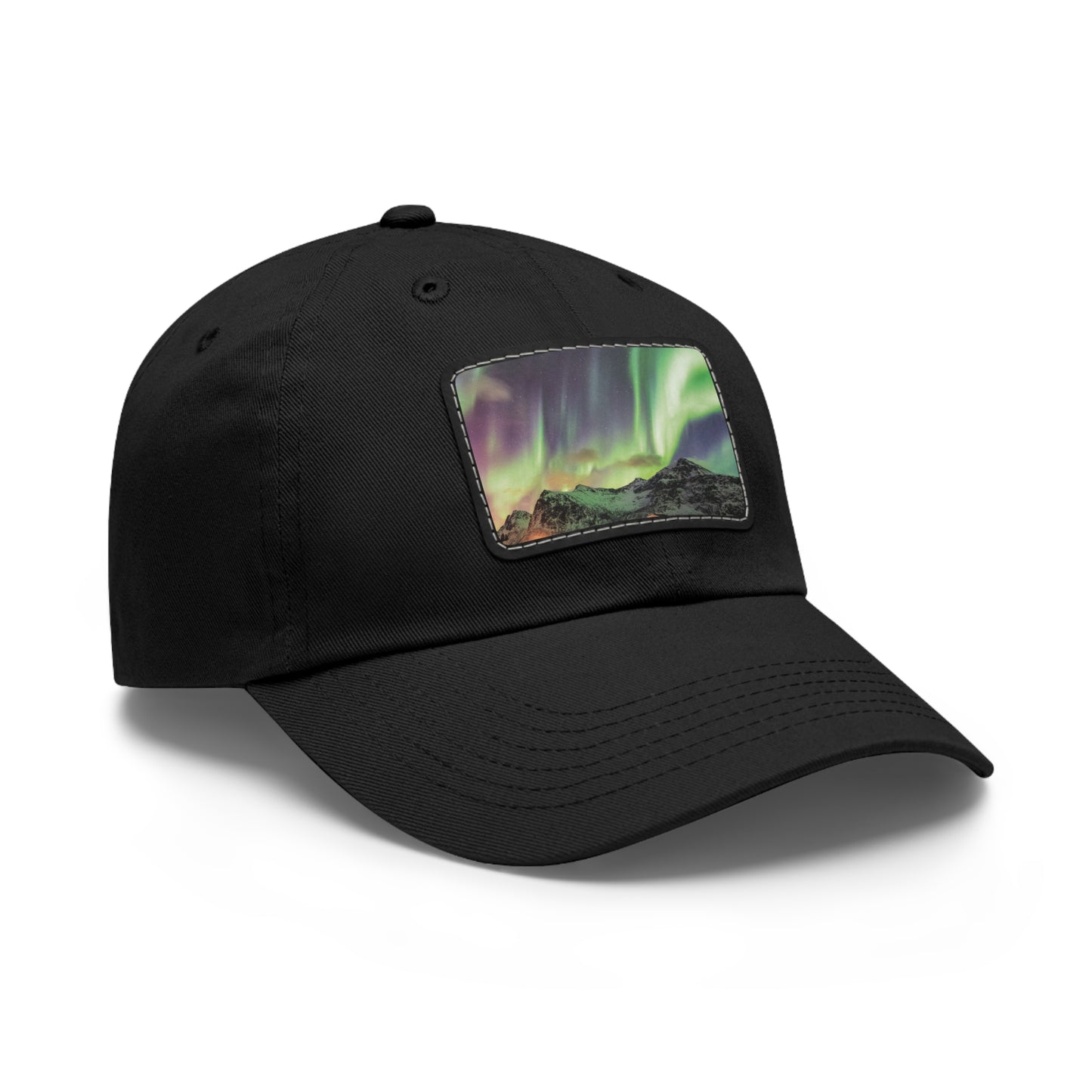 Northern Lights Dad Hat with Leather Patch (Rectangle)