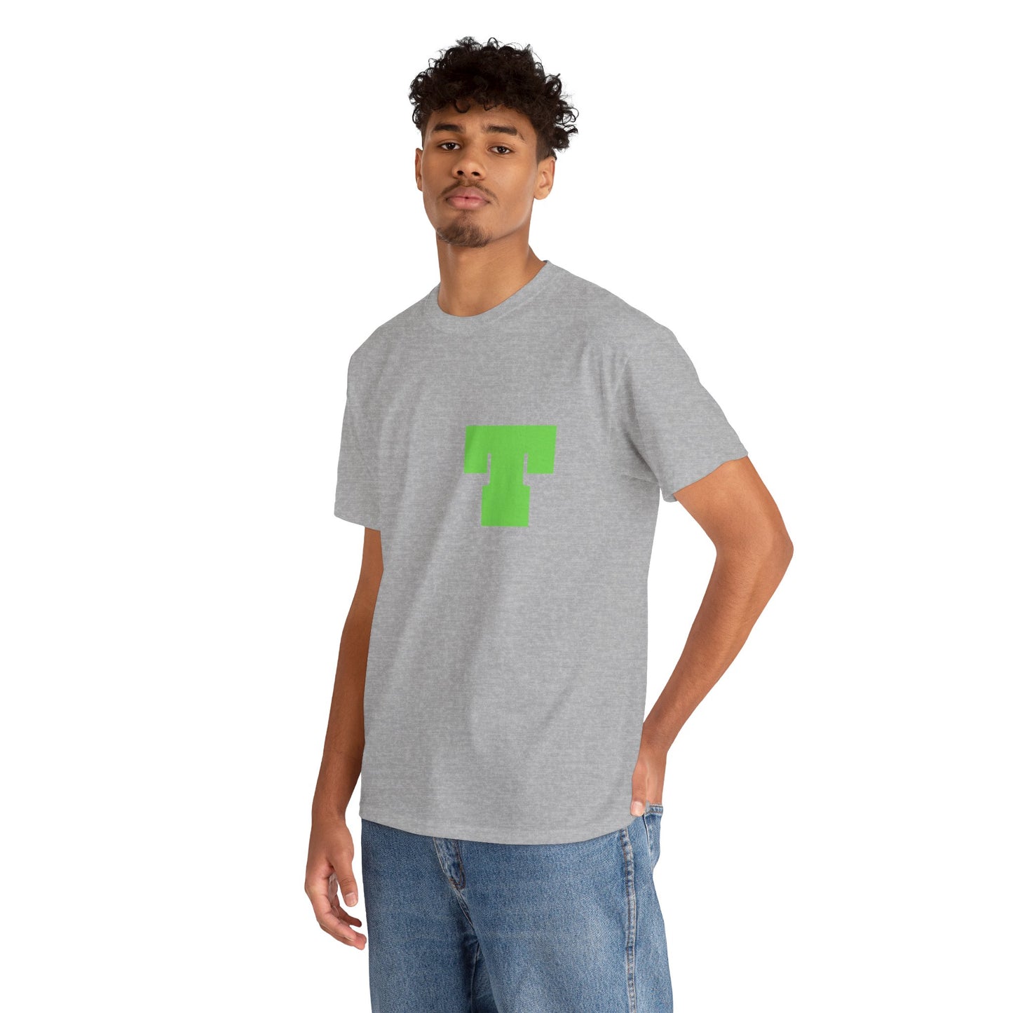 Unisex Heavy Cotton Tee with Bold Letter T | Casual Streetwear, Gift for Him/Her, Everyday Style, Birthday Apparel, Comfortable Tee