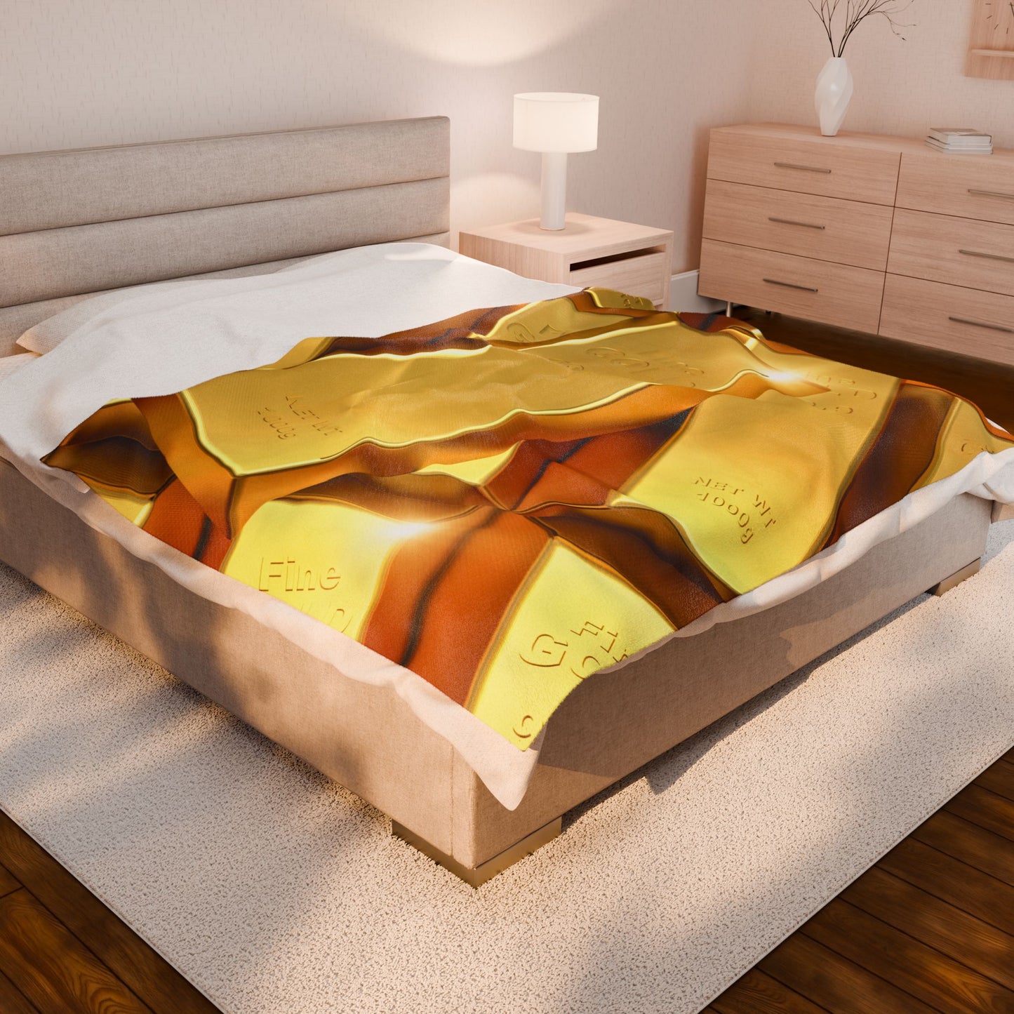 Fine Gold Velveteen Plush Blanket