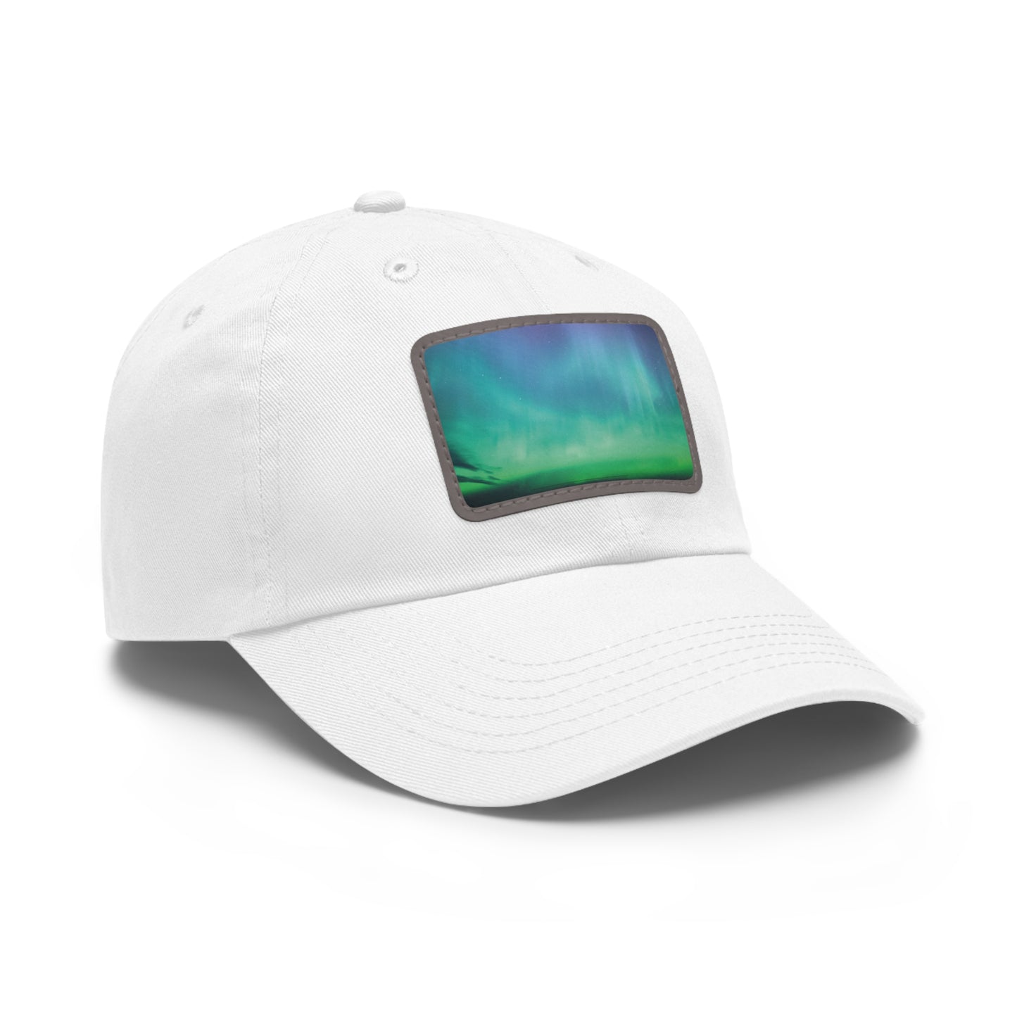 The Northern Lights Dad Hat with Leather Patch (Rectangle)
