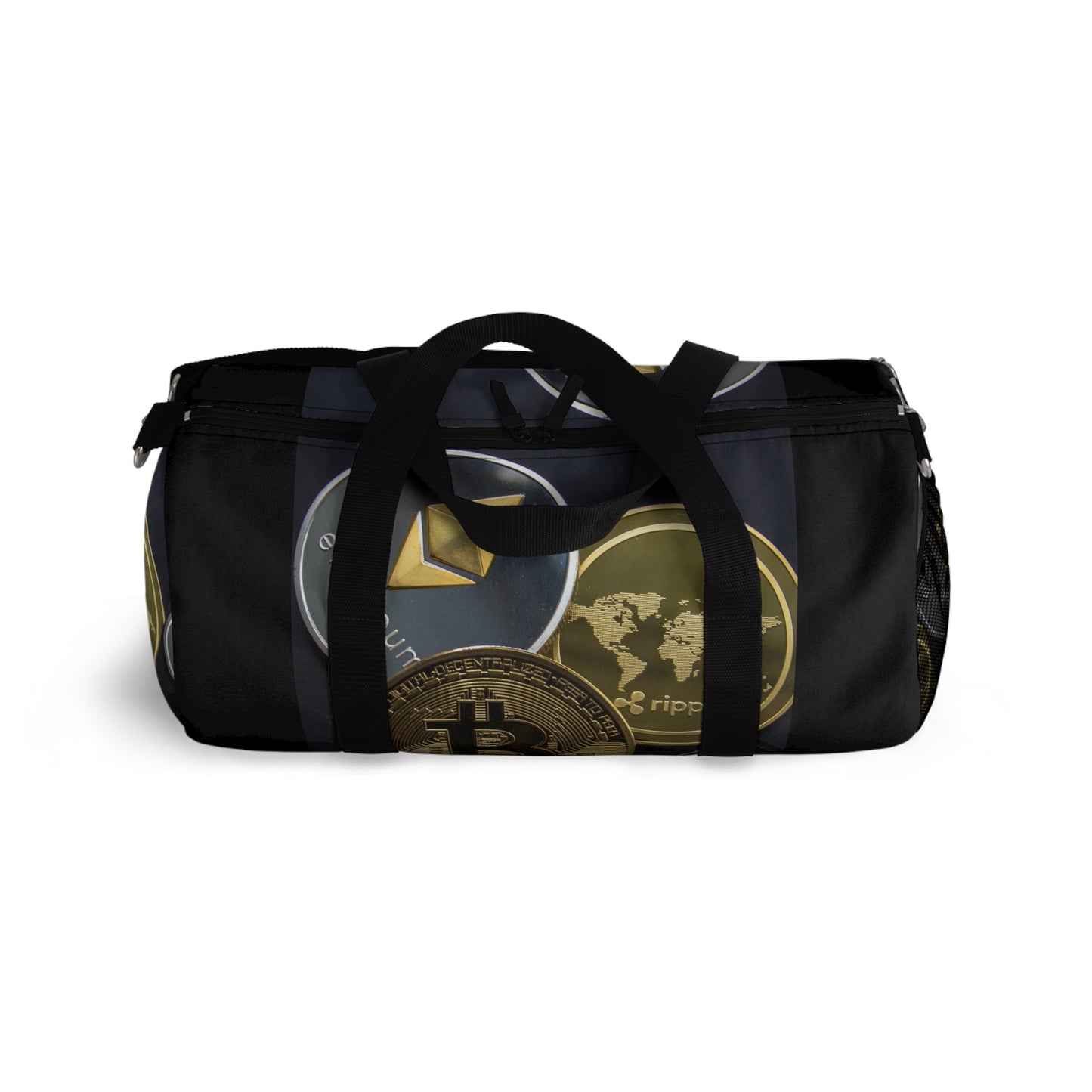 Cryptocurrency Duffel Bag with Bitcoin Design