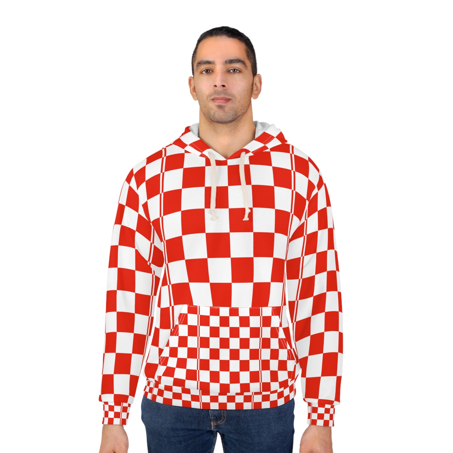 Red Checkerboard Pullover Hoodie