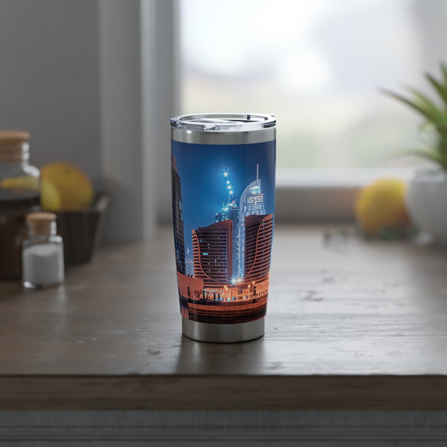 Dubai 20oz Travel Tumbler - Urban Nightscape Design for Adventurers