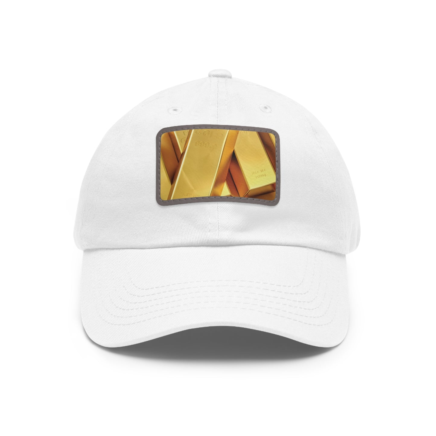 Fine Gold Dad Hat with Leather Patch (Rectangle)