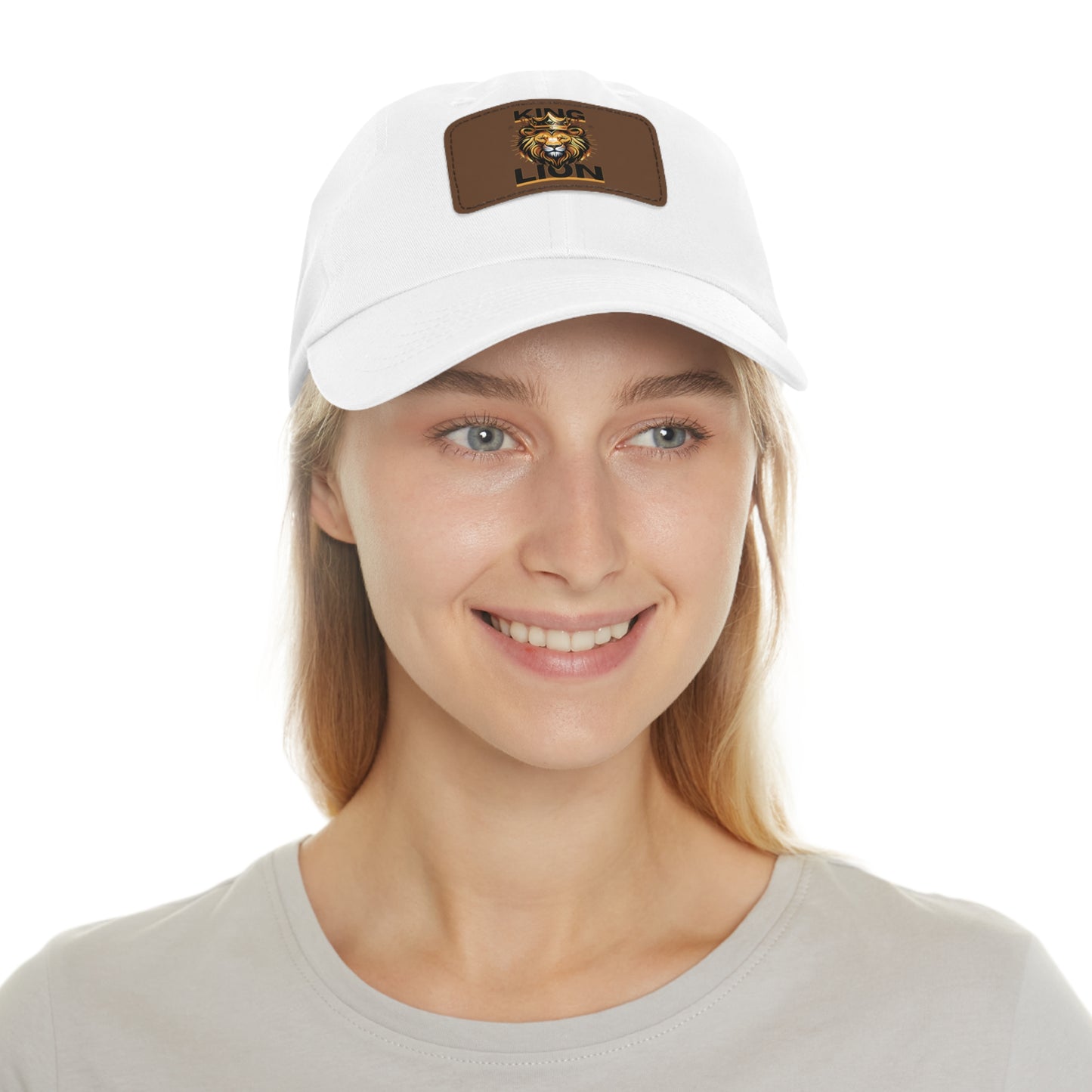 King Lion Dad Hat with Leather Patch (Rectangle)