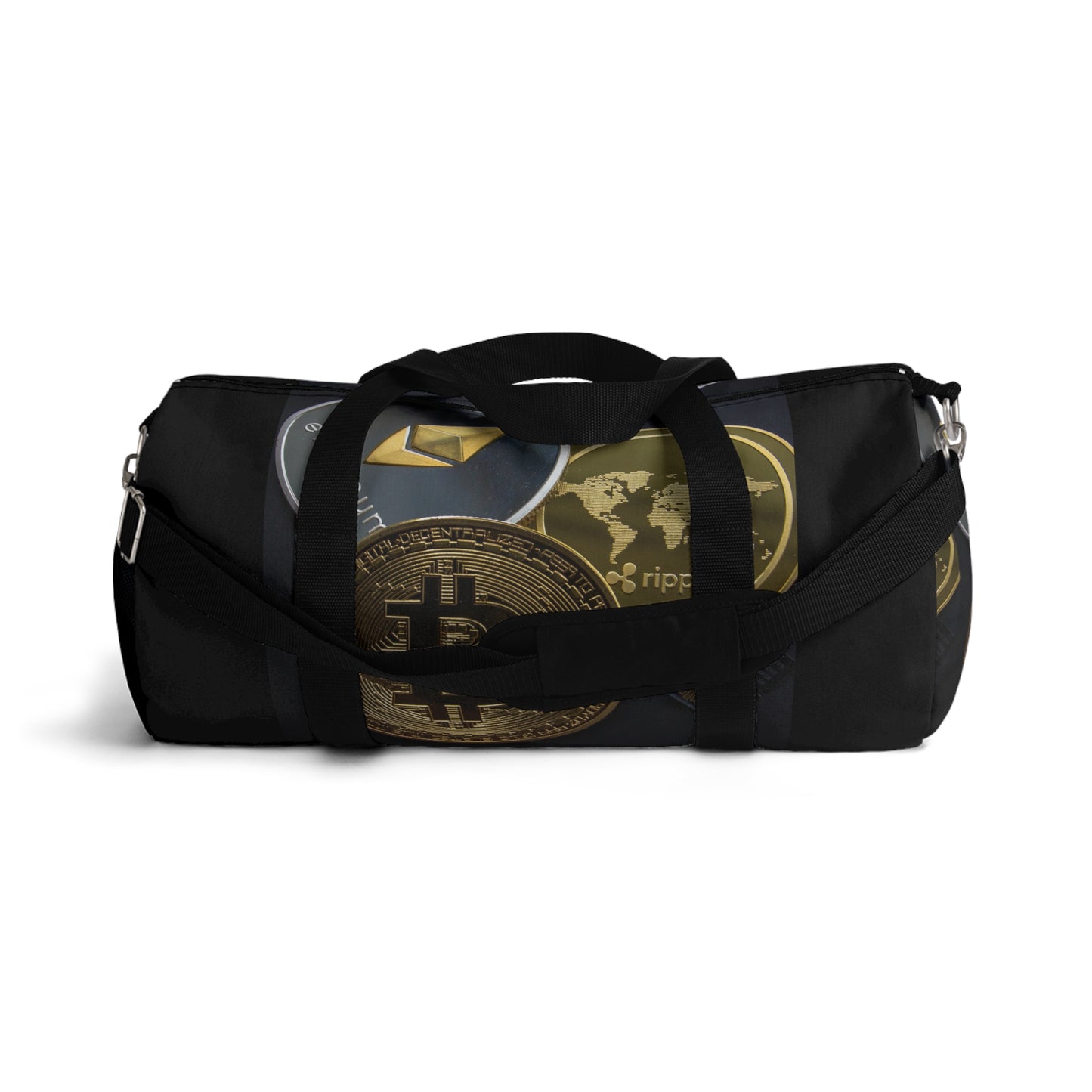 Cryptocurrency Duffel Bag with Bitcoin Design