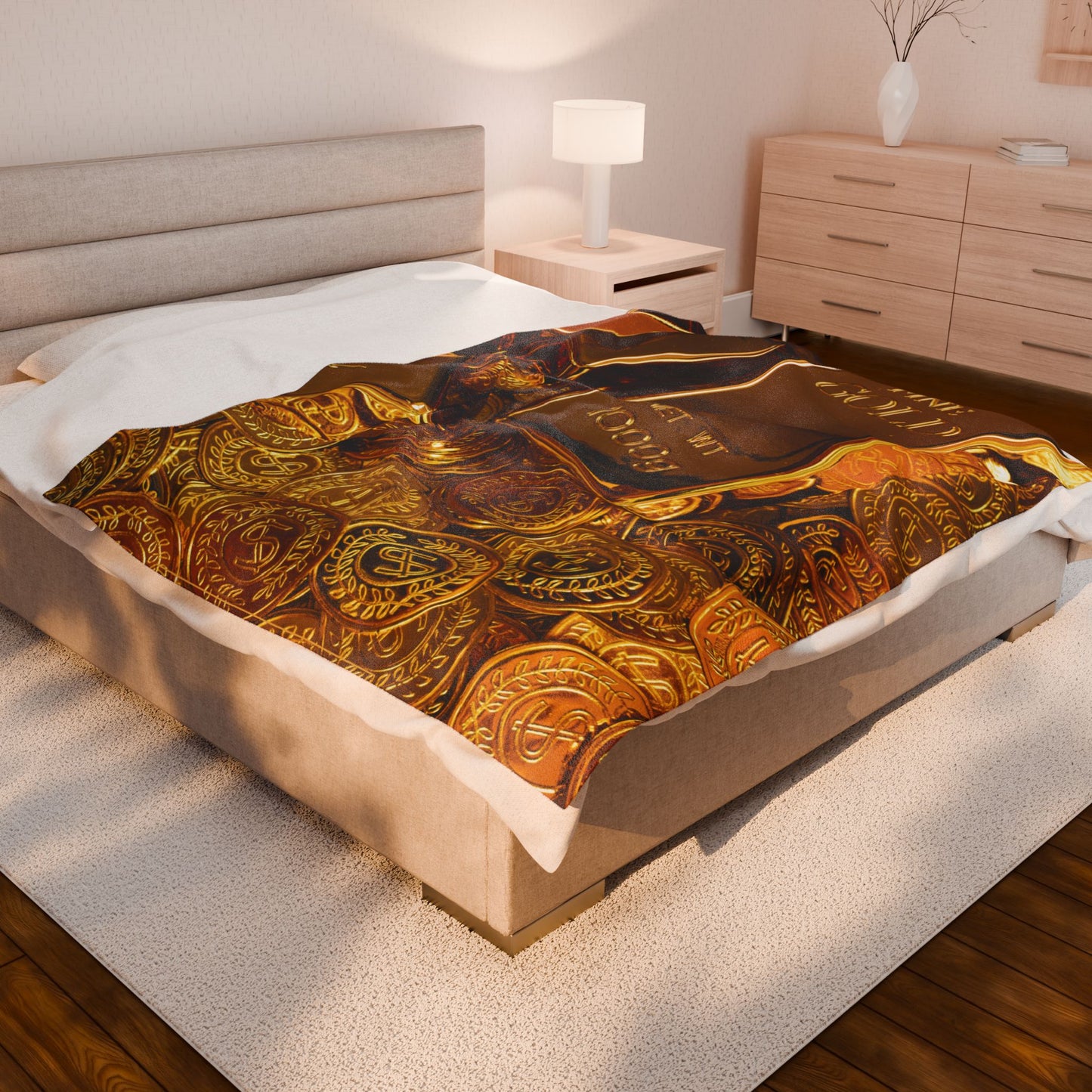 Gold Bar Velveteen Plush Blanket