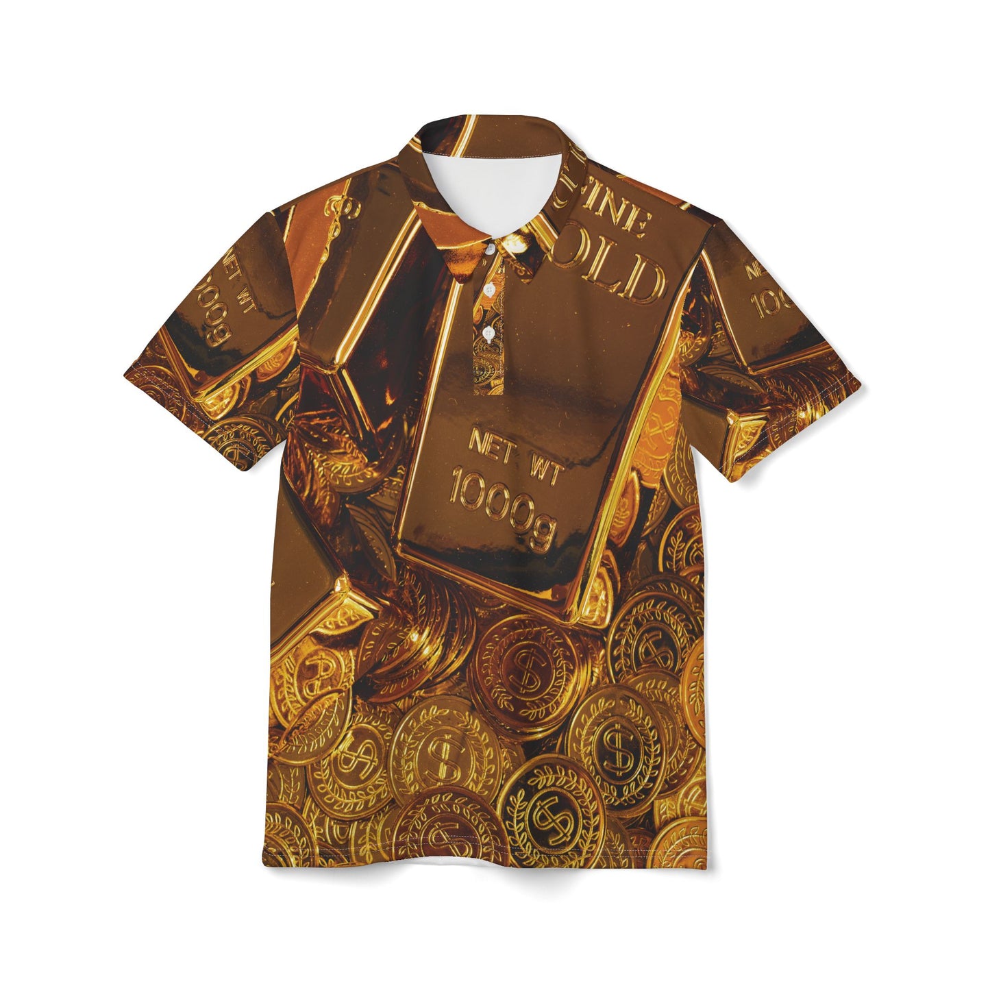 Gold Bullion Polo Shirt All Over Print