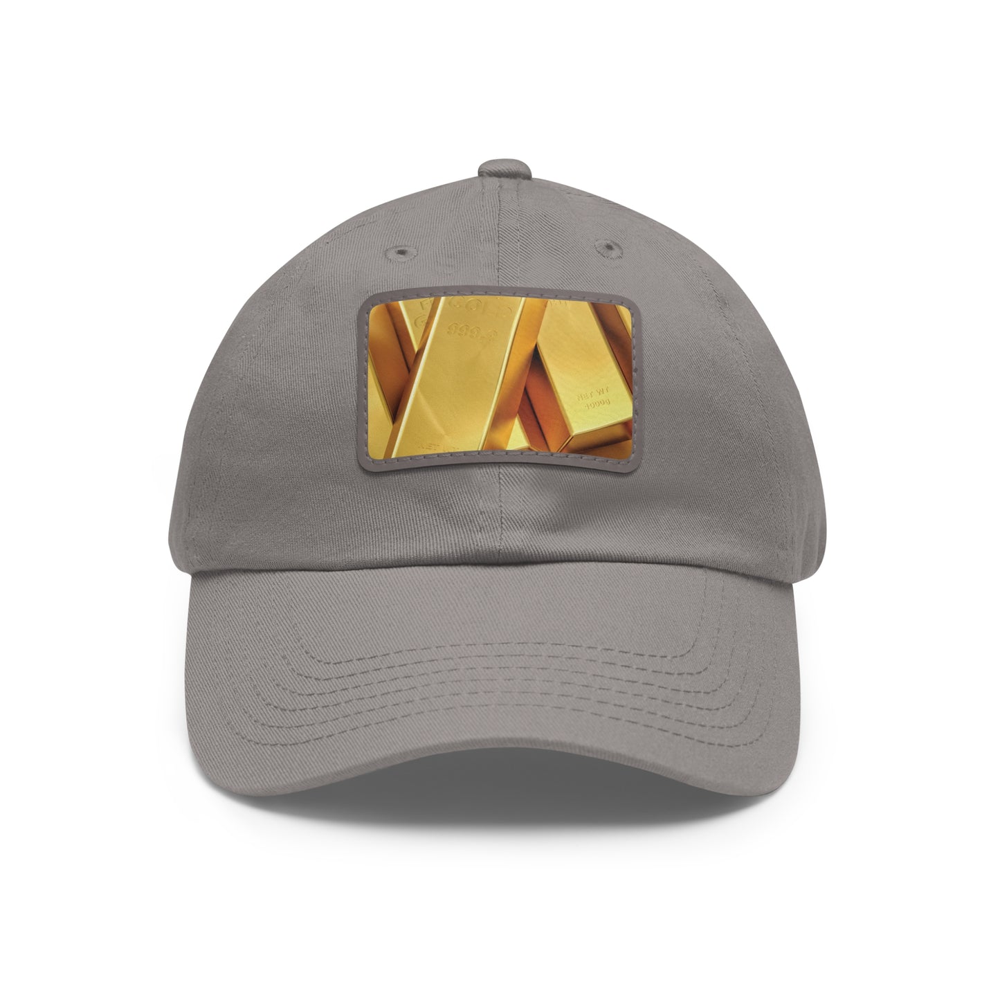 Fine Gold Dad Hat with Leather Patch (Rectangle)