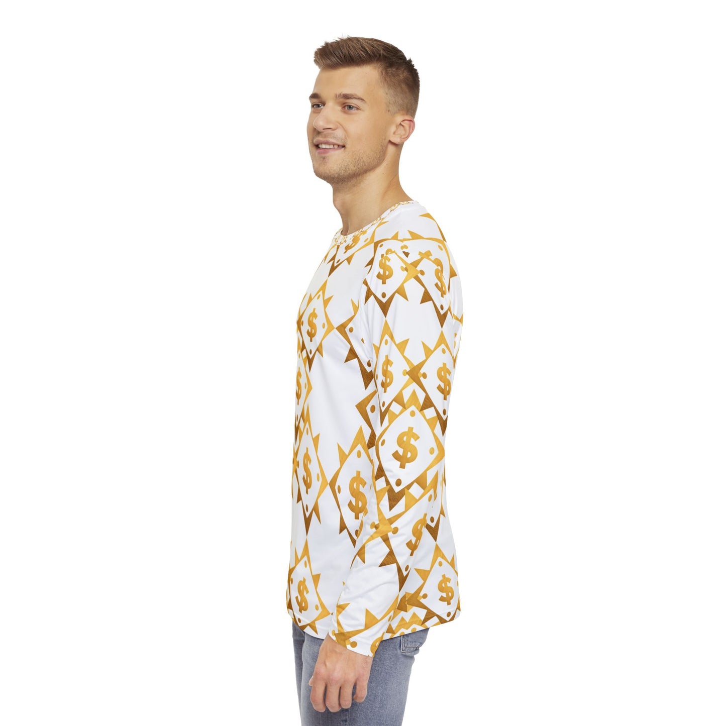 Gold Money Print Long Sleeve Shirt