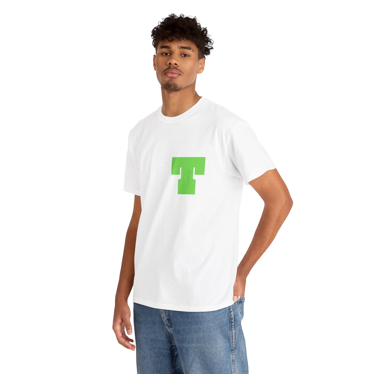 Unisex Heavy Cotton Tee with Bold Letter T | Casual Streetwear, Gift for Him/Her, Everyday Style, Birthday Apparel, Comfortable Tee