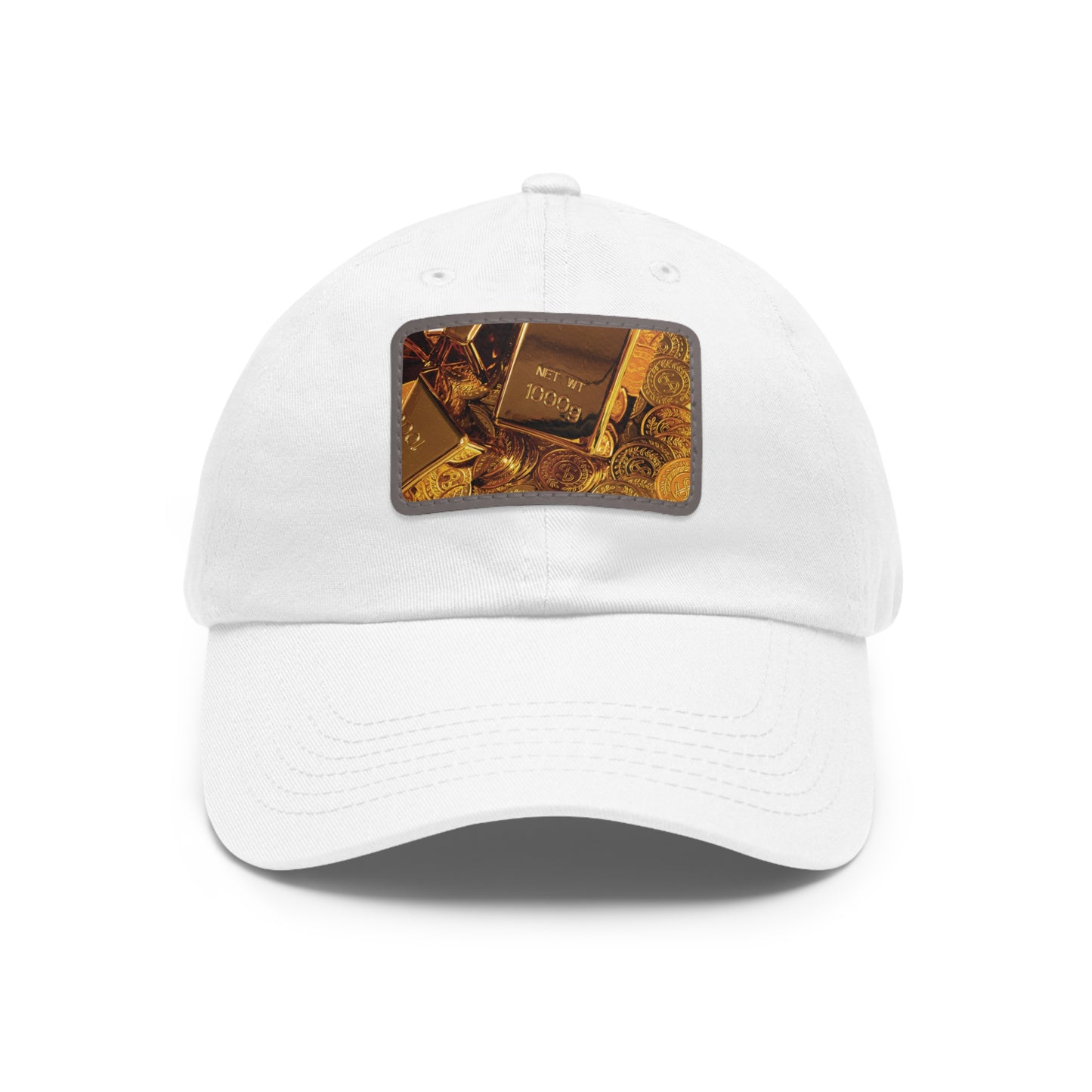 Gold Bar Dad Hat with Leather Patch (Rectangle)