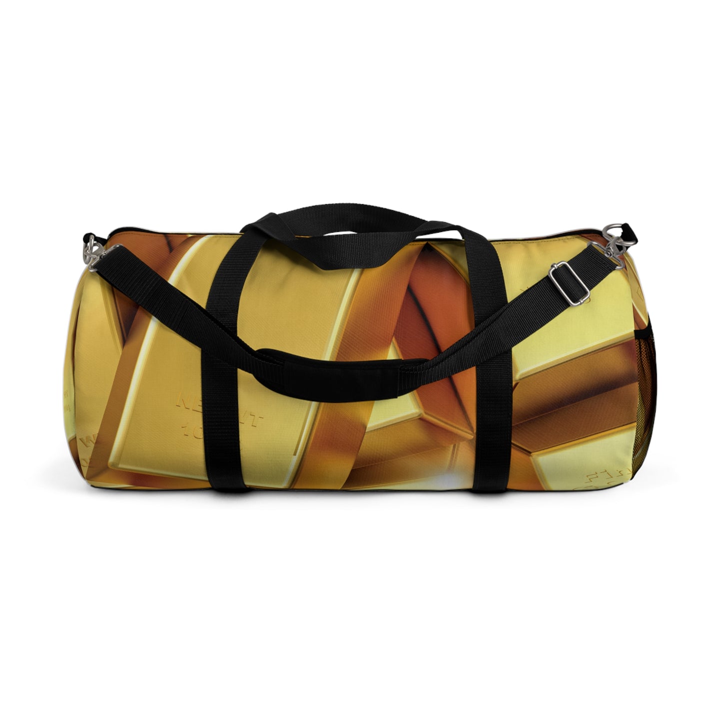 Gold Bars Print Duffel Bag With Strap